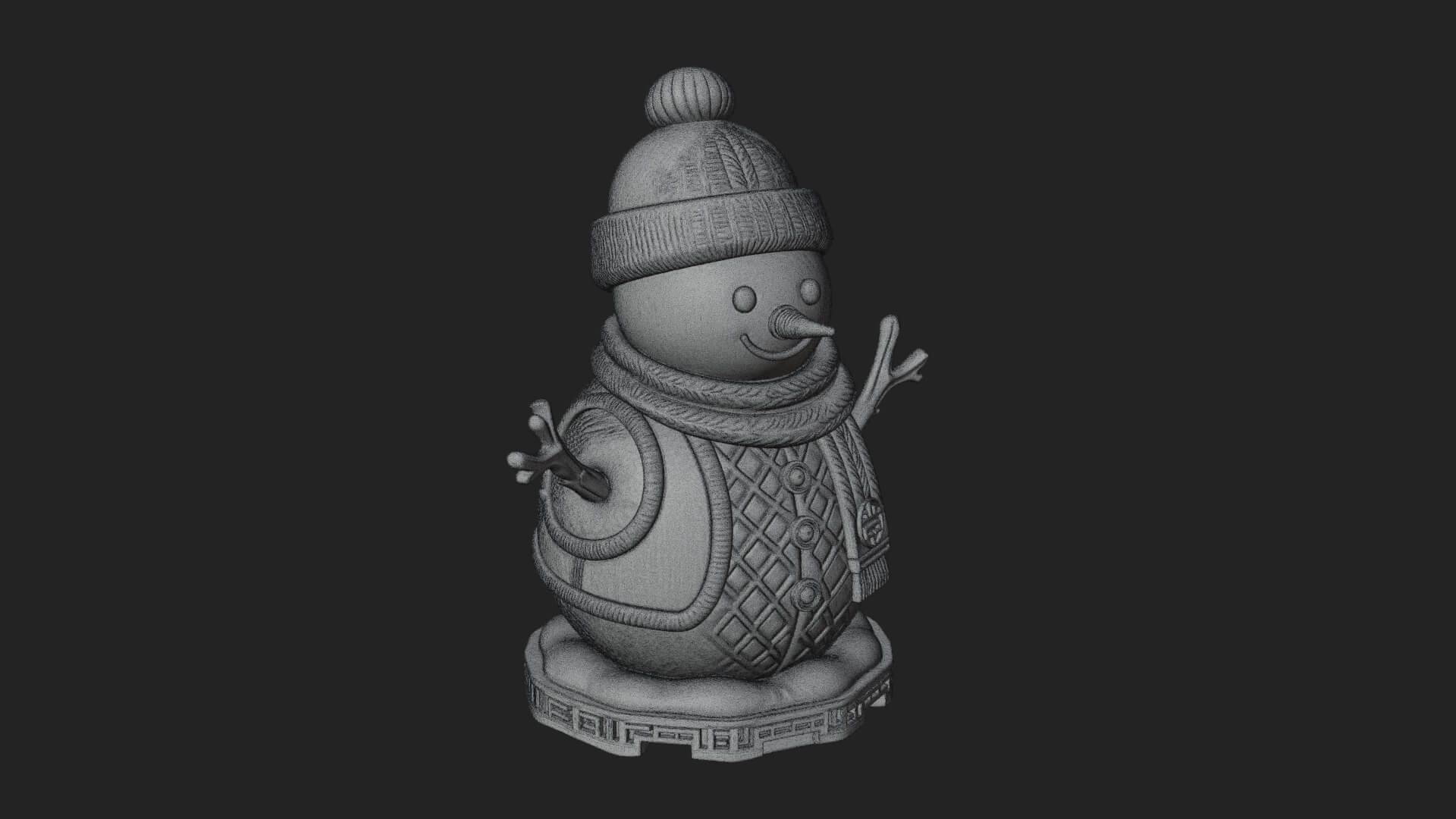 Knit Hat Snowman Statue Design 23 3D Print Model 3D Model