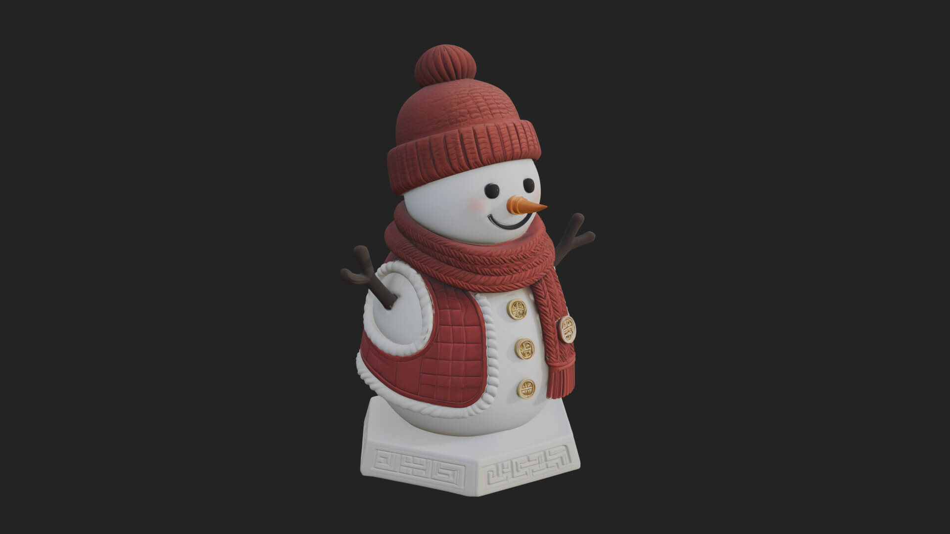 Knit Hat Snowman Statue Design 24 3D Print Model 3D Model