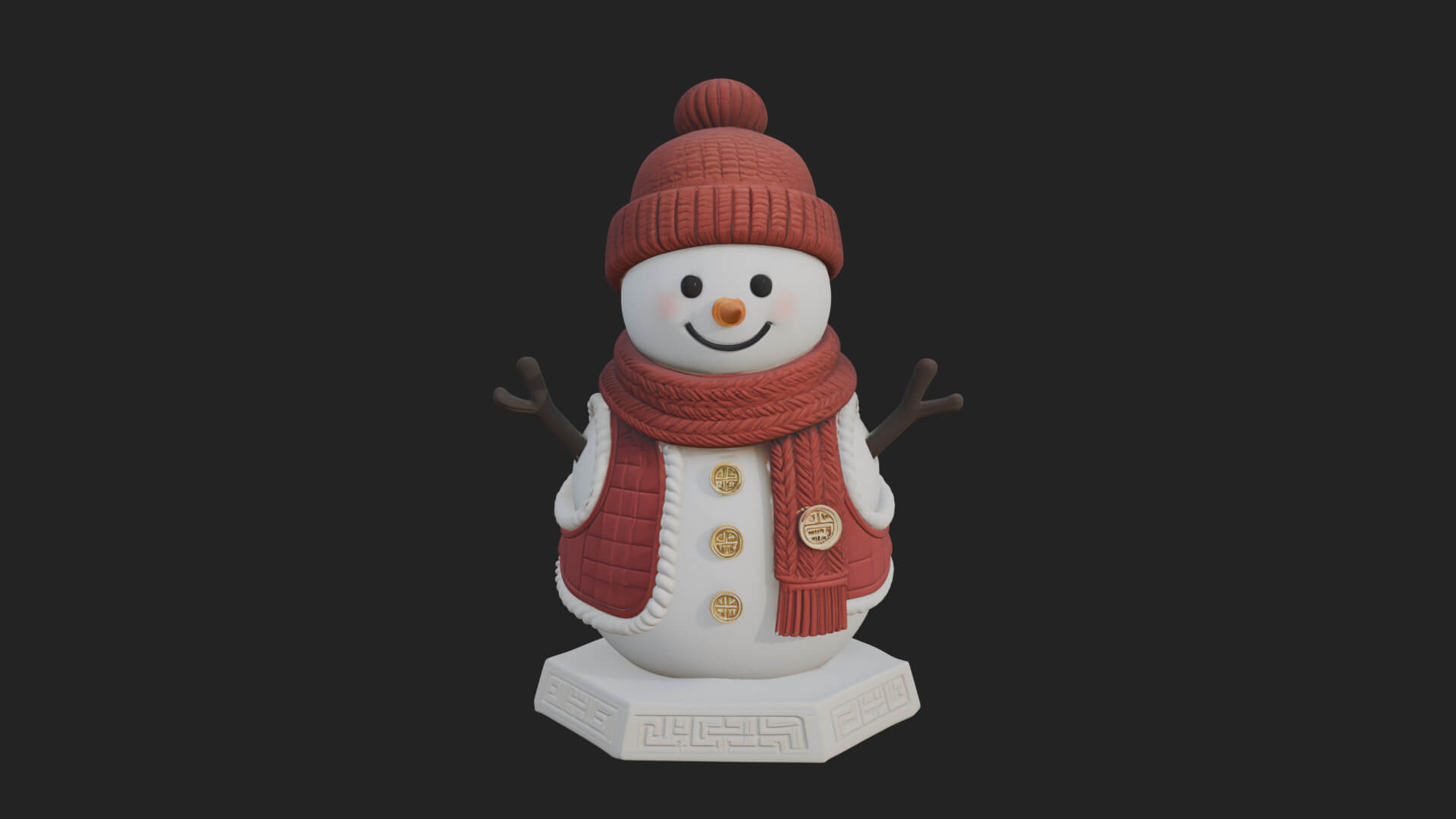 Knit Hat Snowman Statue Design 24 3D Print Model 3D Model