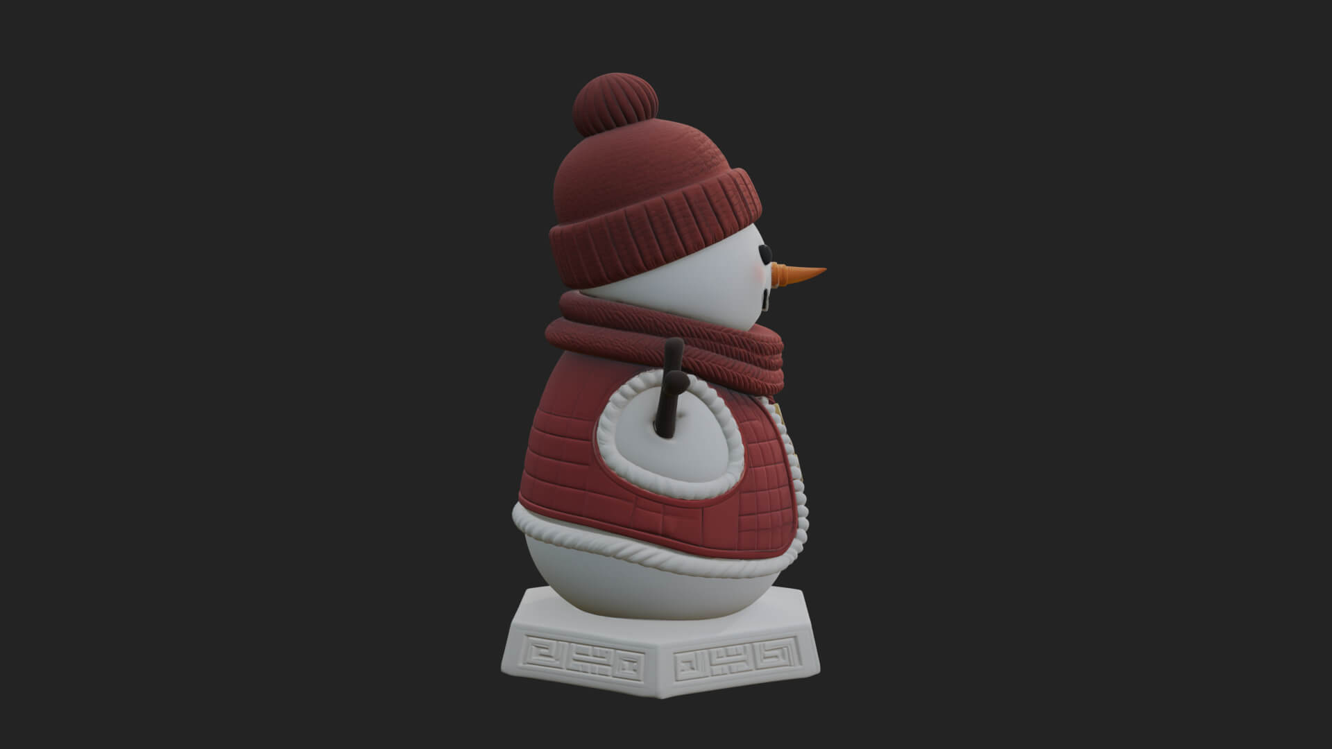 Knit Hat Snowman Statue Design 24 3D Print Model 3D Model