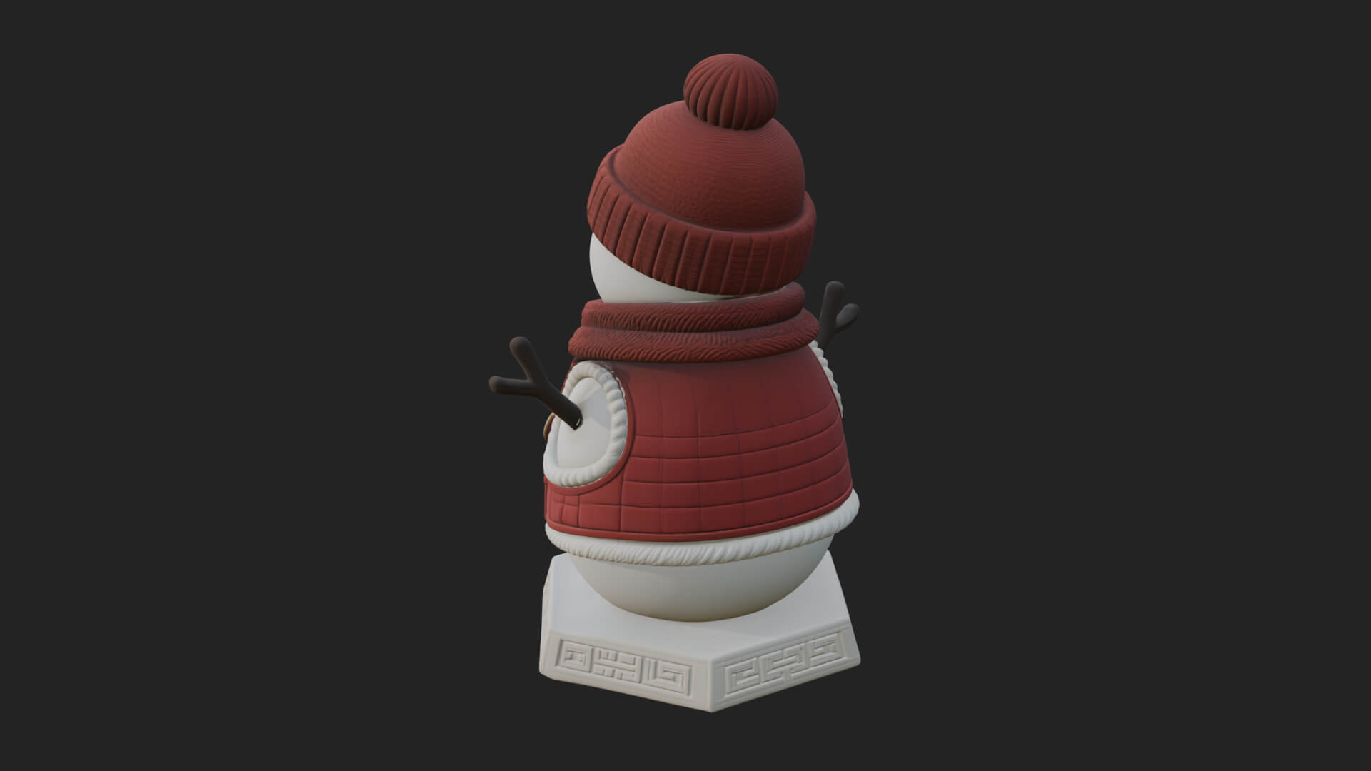 Knit Hat Snowman Statue Design 24 3D Print Model 3D Model