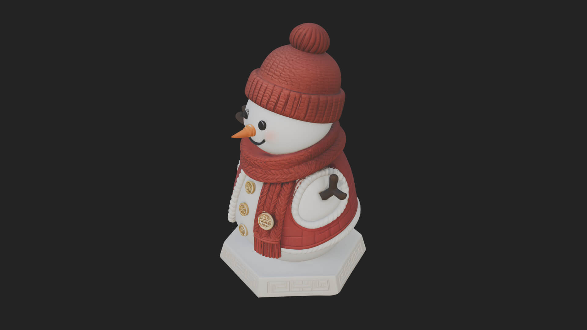 Knit Hat Snowman Statue Design 24 3D Print Model 3D Model