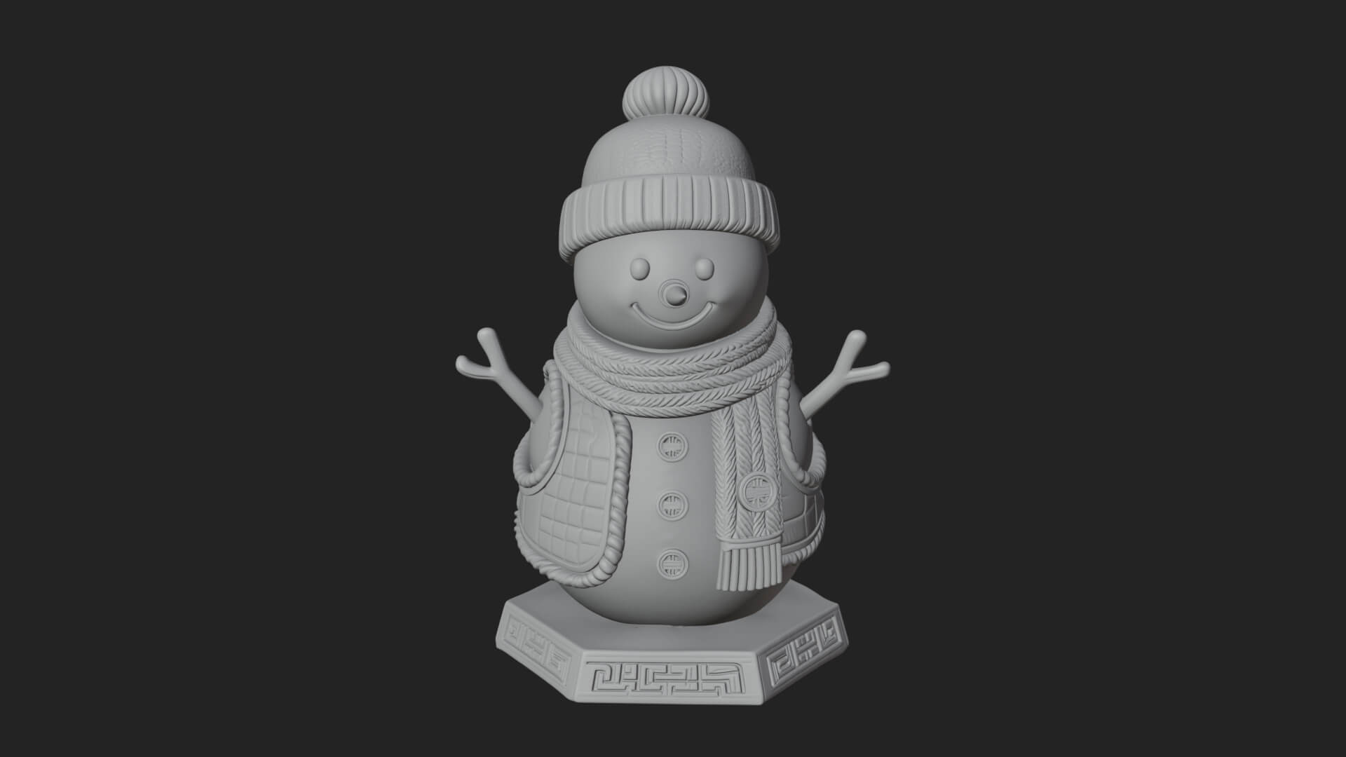 Knit Hat Snowman Statue Design 24 3D Print Model 3D Model