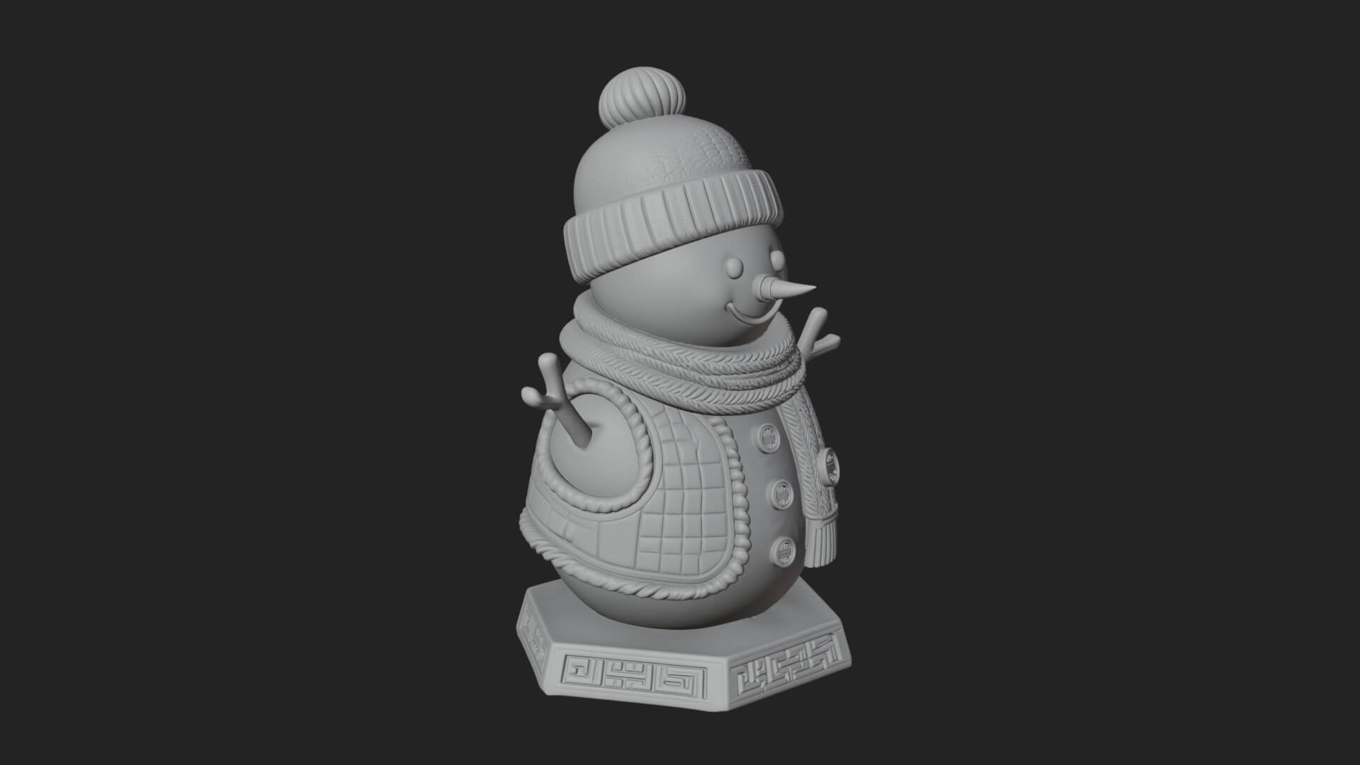 Knit Hat Snowman Statue Design 24 3D Print Model 3D Model