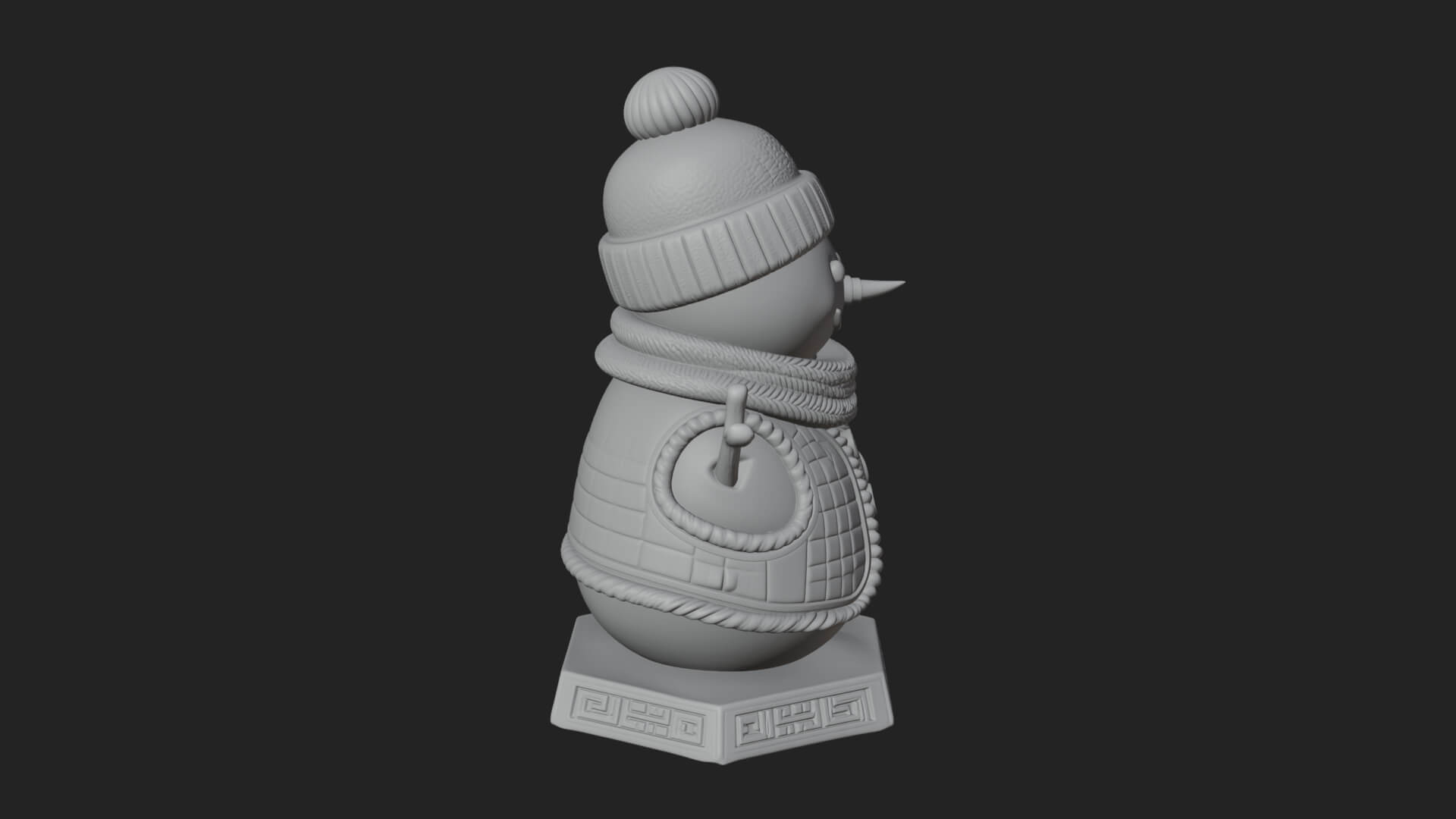 Knit Hat Snowman Statue Design 24 3D Print Model 3D Model