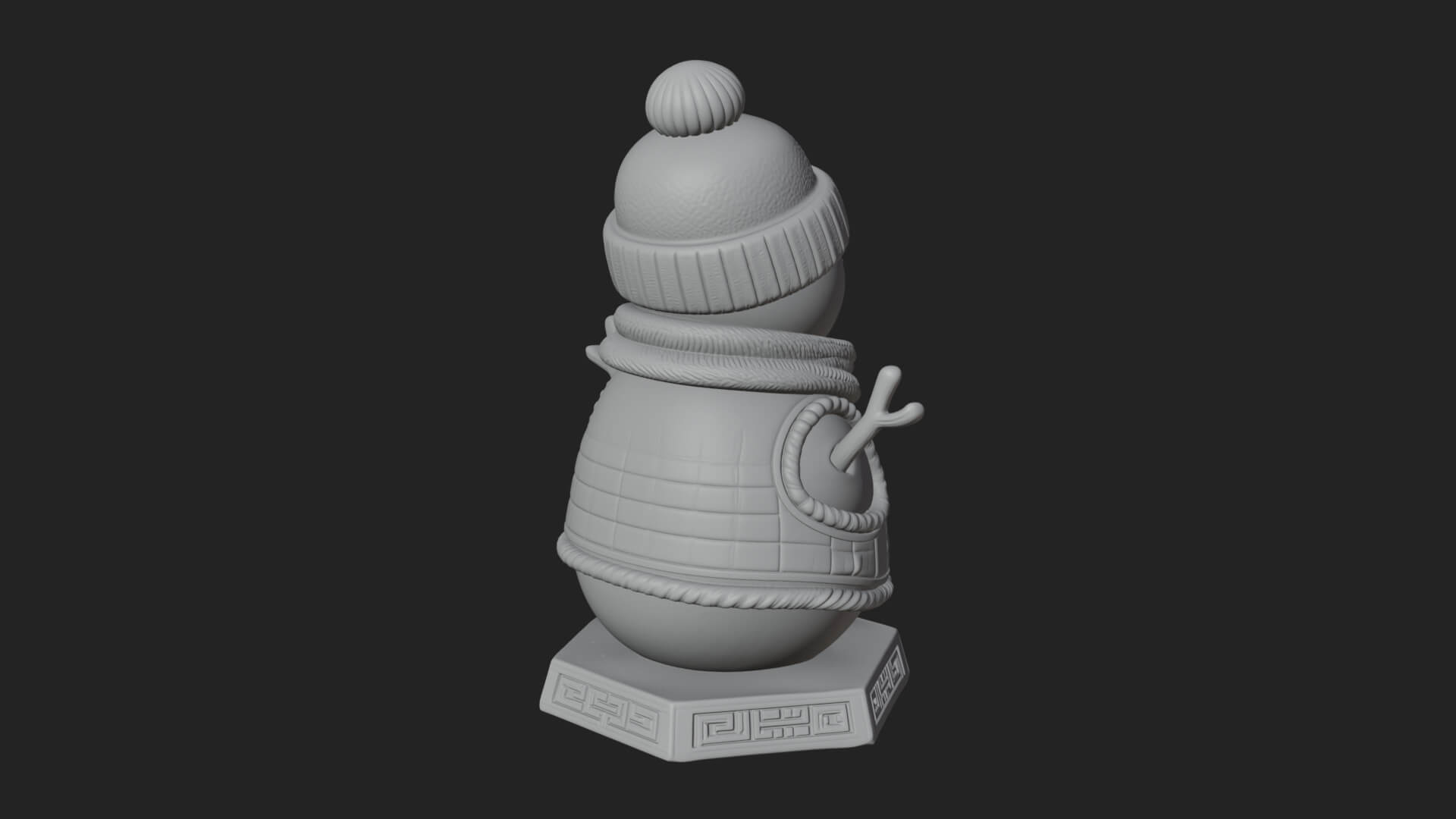 Knit Hat Snowman Statue Design 24 3D Print Model 3D Model