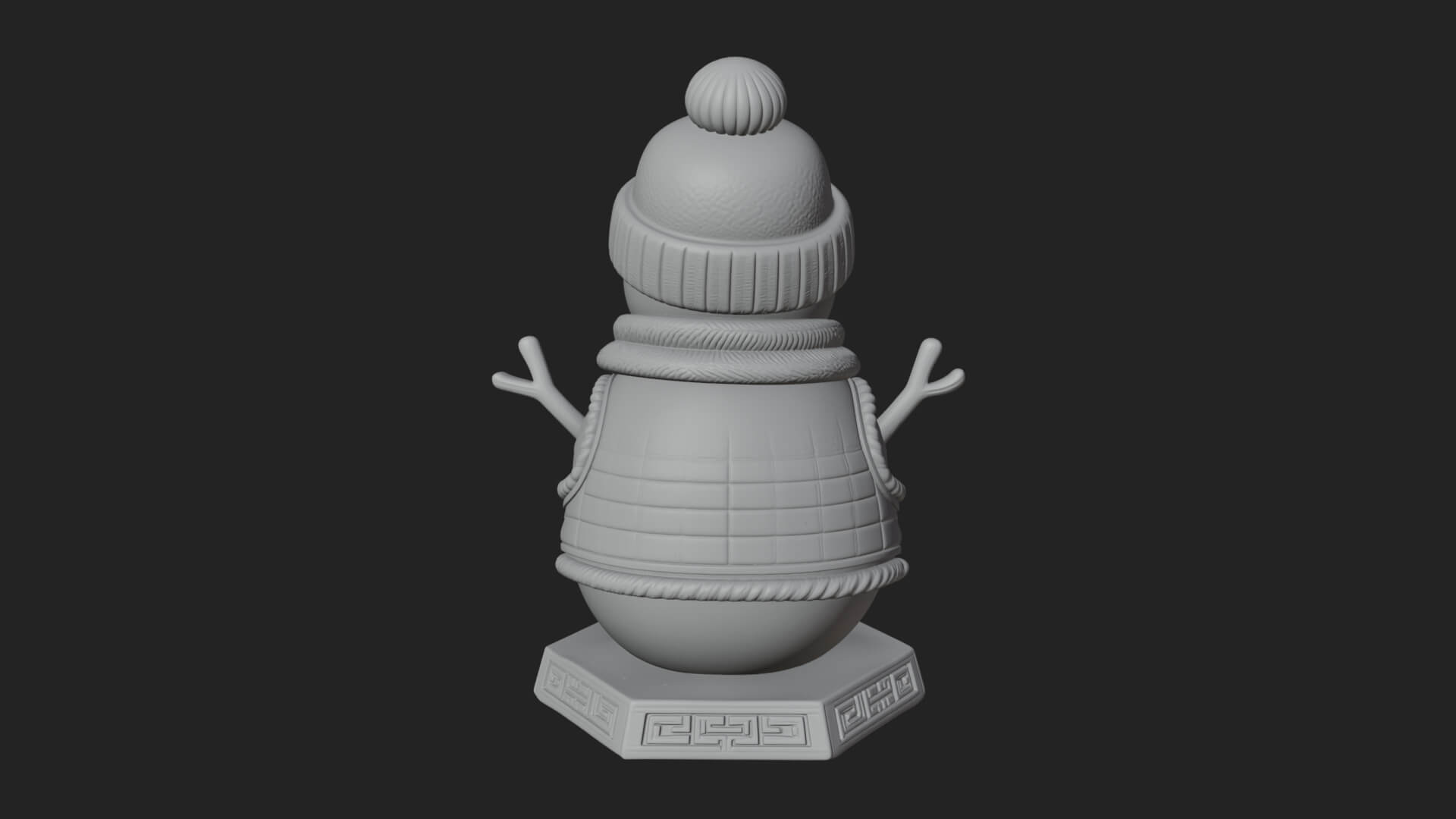 Knit Hat Snowman Statue Design 24 3D Print Model 3D Model