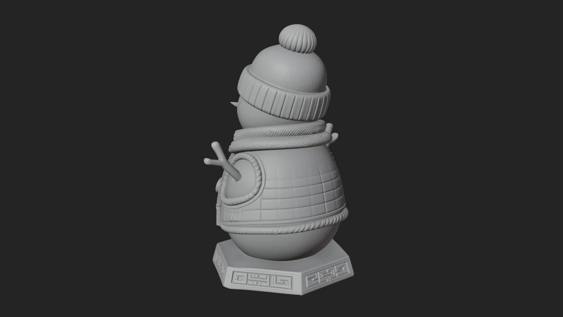 Knit Hat Snowman Statue Design 24 3D Print Model 3D Model