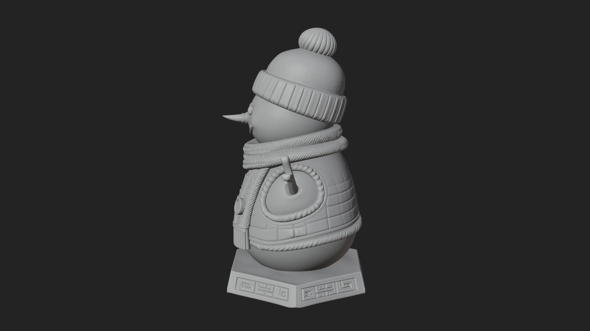 Knit Hat Snowman Statue Design 24 3D Print Model 3D Model