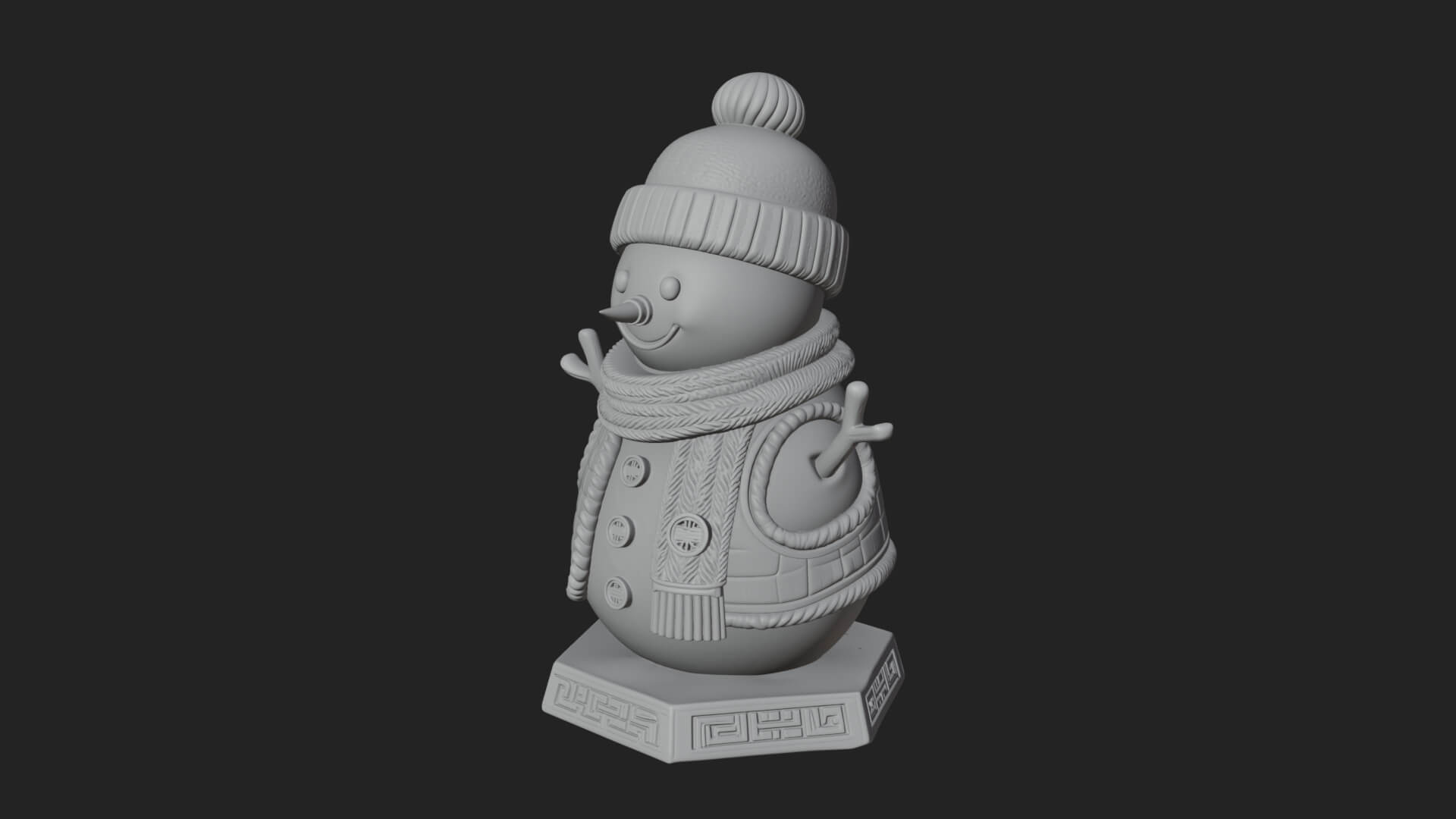 Knit Hat Snowman Statue Design 24 3D Print Model 3D Model