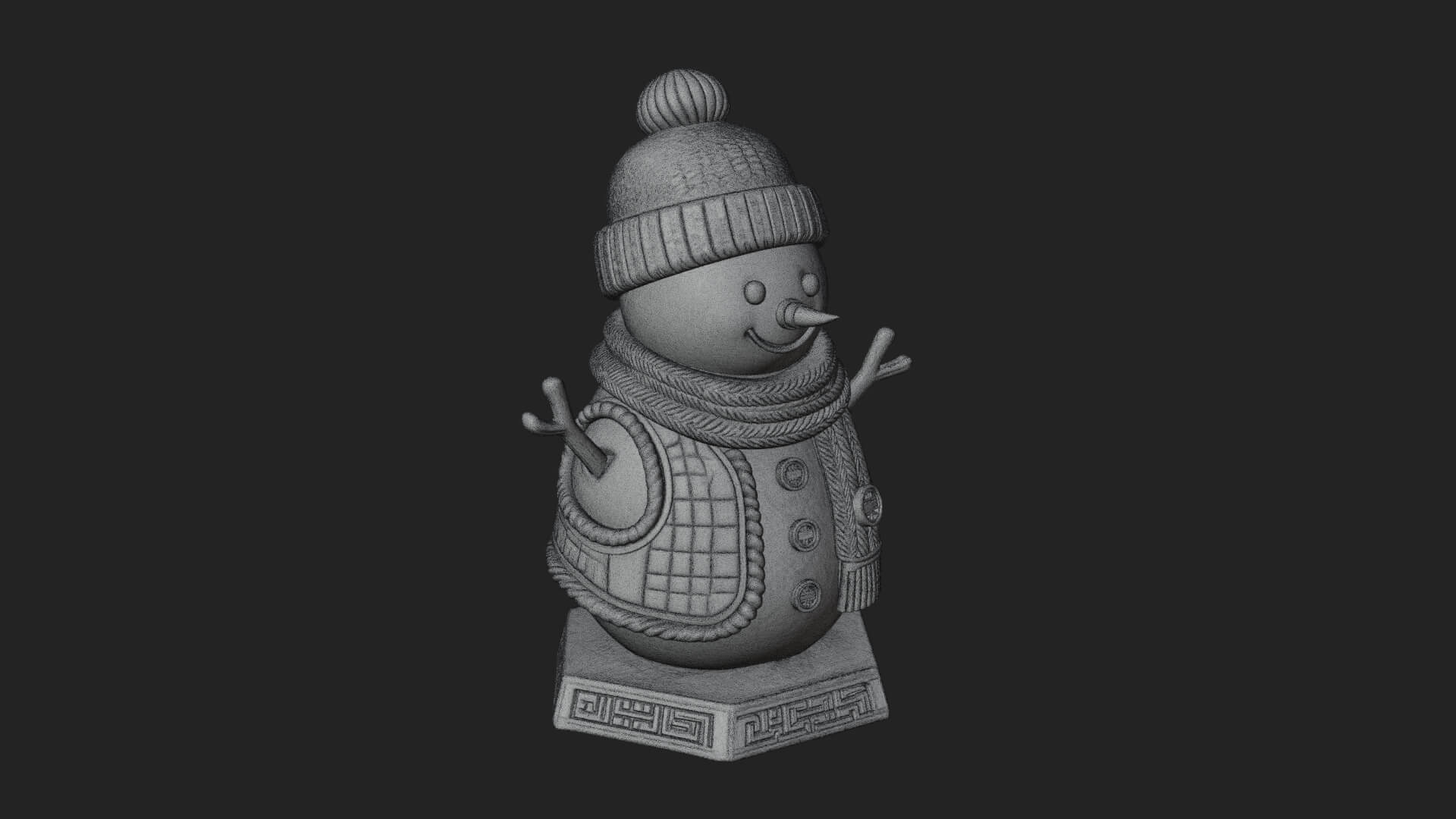 Knit Hat Snowman Statue Design 24 3D Print Model 3D Model