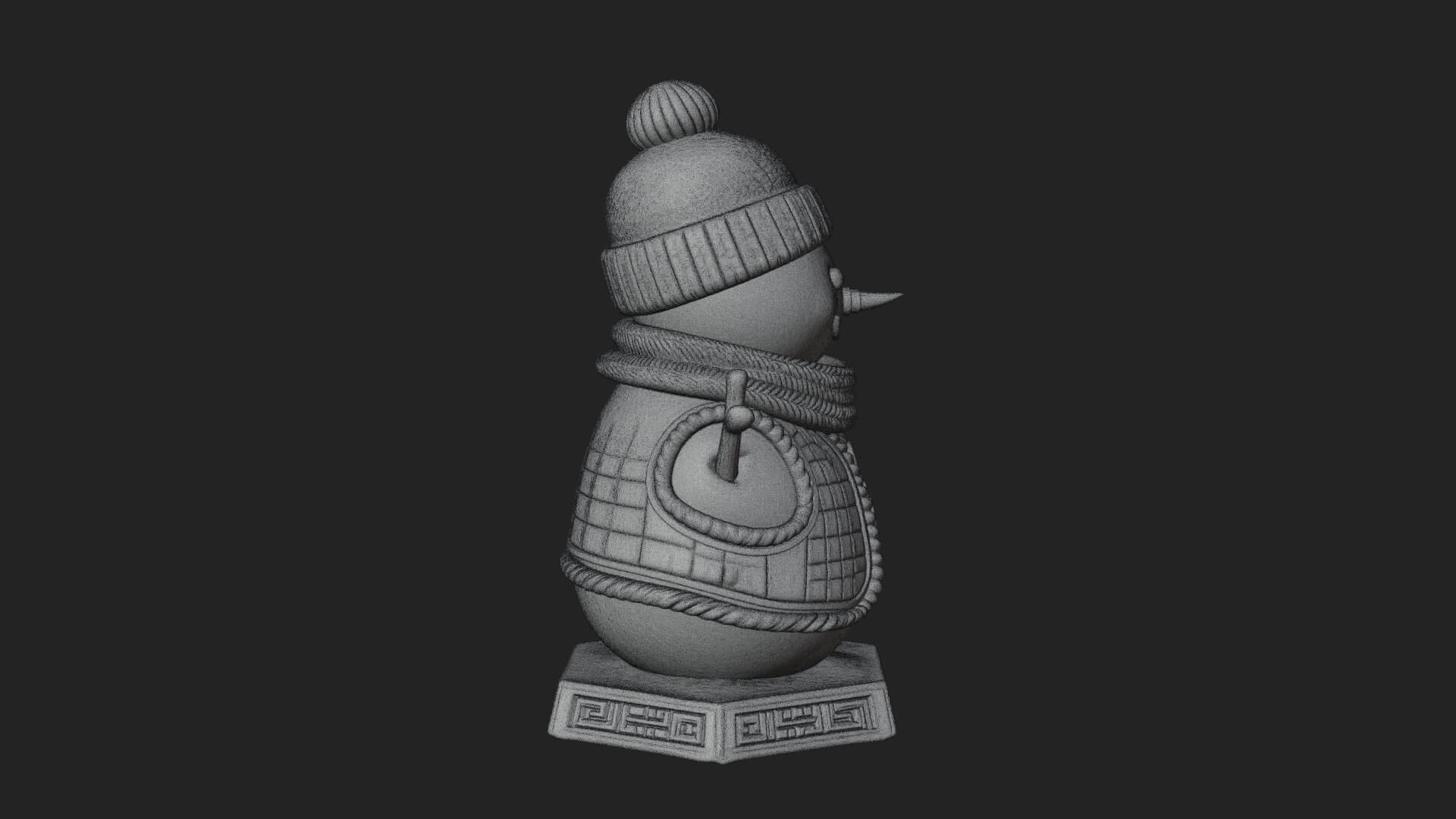 Knit Hat Snowman Statue Design 24 3D Print Model 3D Model