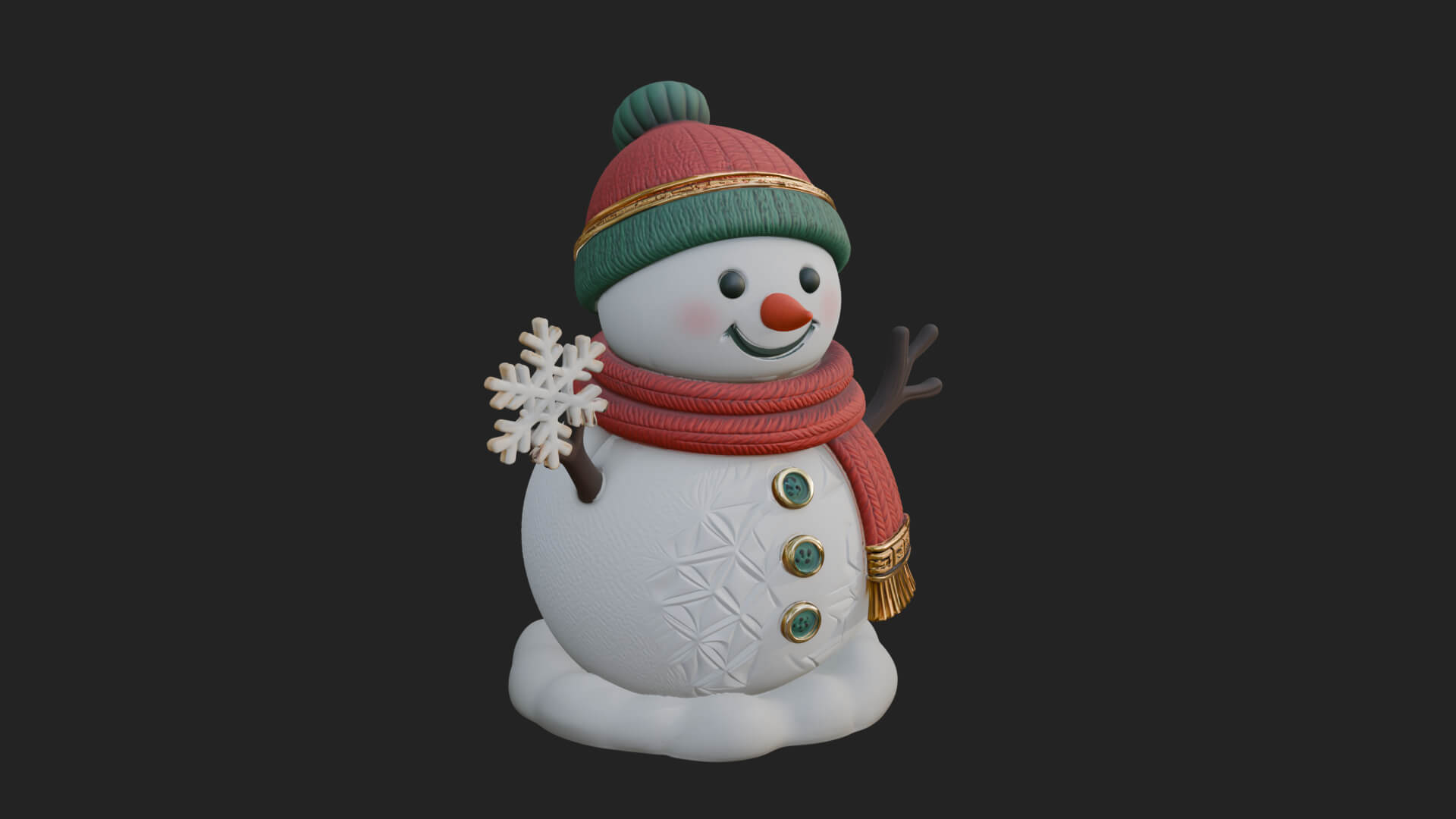 Knit Hat Snowman Statue Design 25 3D Print Model 3D Model