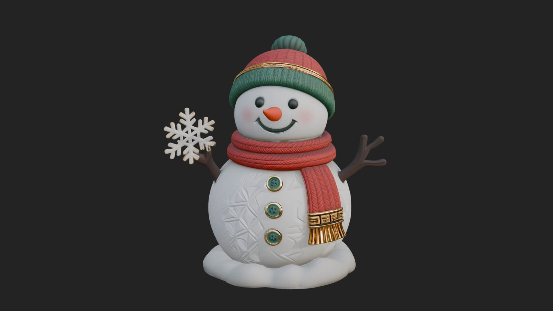 Knit Hat Snowman Statue Design 25 3D Print Model 3D Model