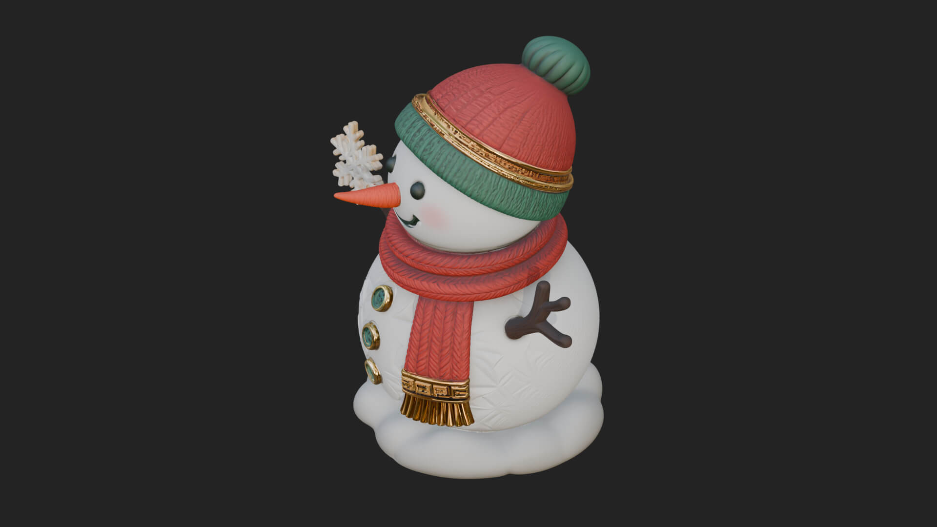 Knit Hat Snowman Statue Design 25 3D Print Model 3D Model