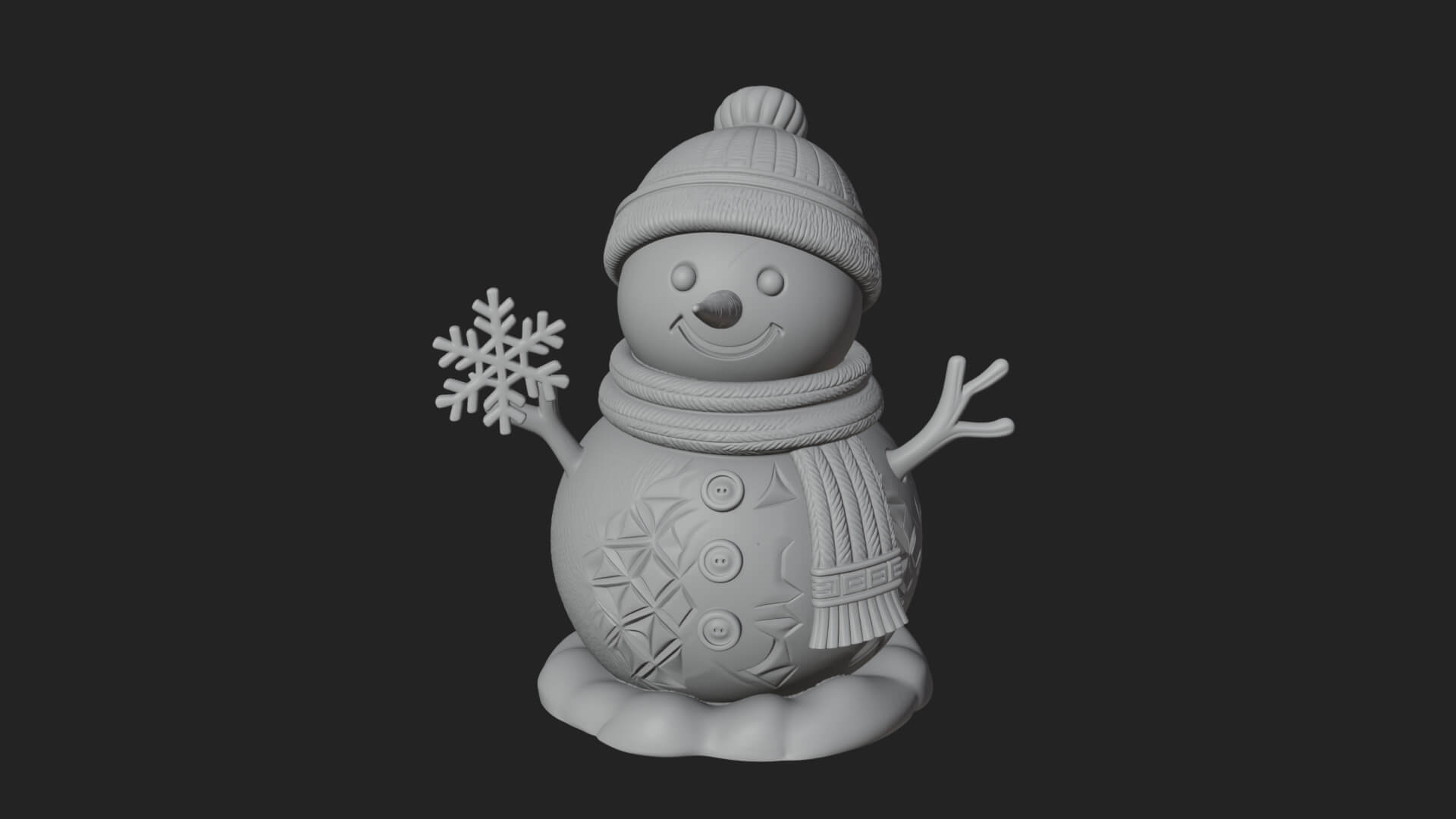Knit Hat Snowman Statue Design 25 3D Print Model 3D Model