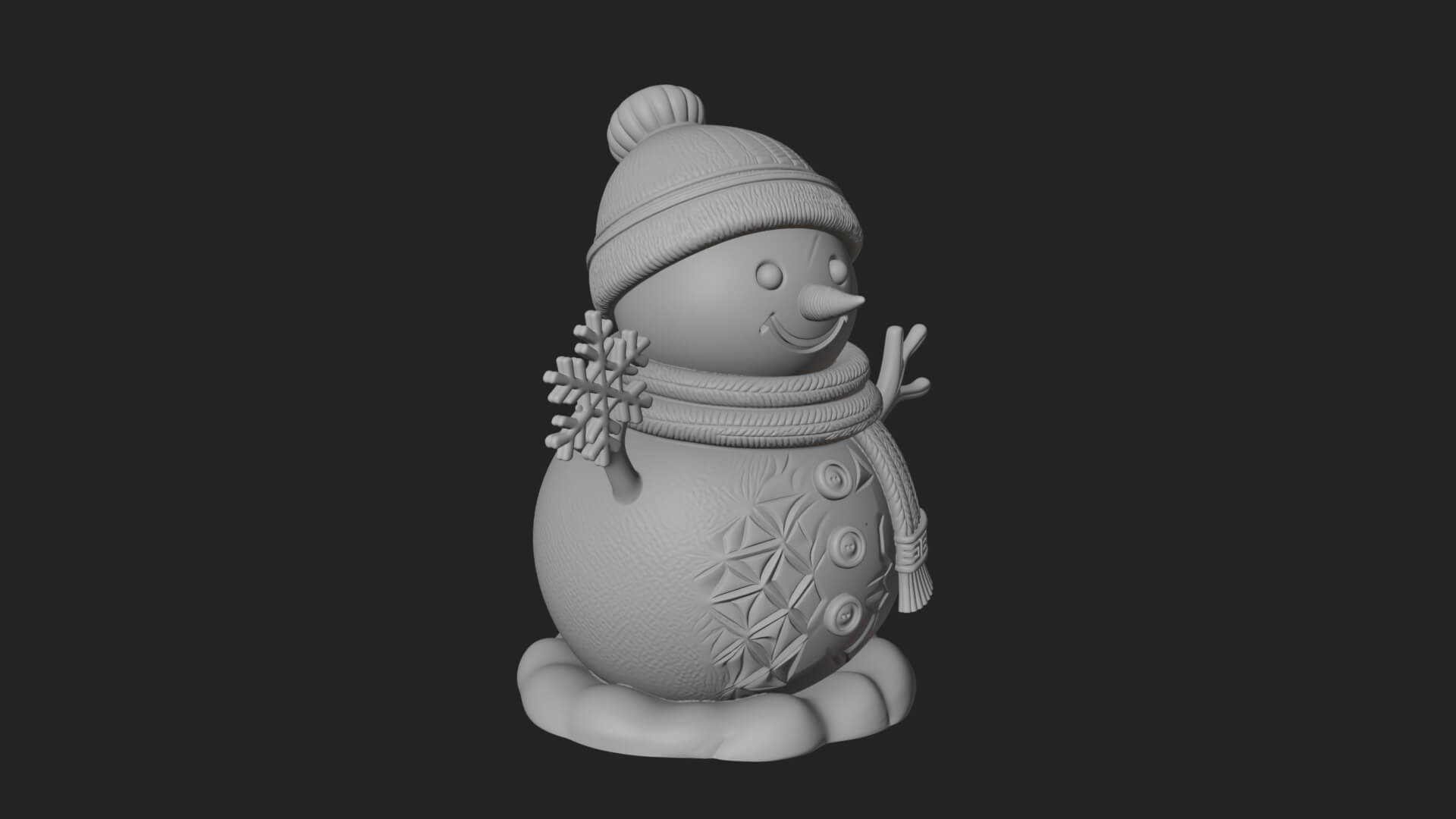 Knit Hat Snowman Statue Design 25 3D Print Model 3D Model