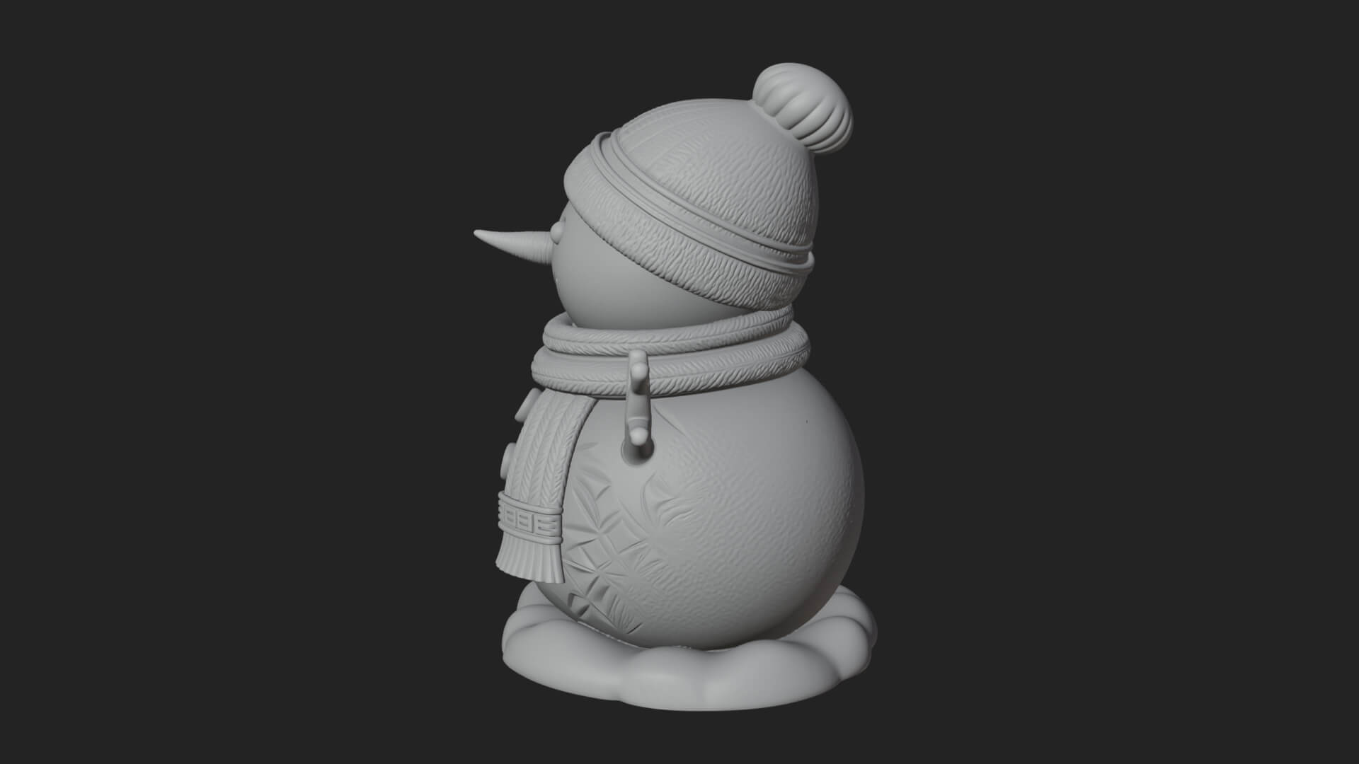 Knit Hat Snowman Statue Design 25 3D Print Model 3D Model