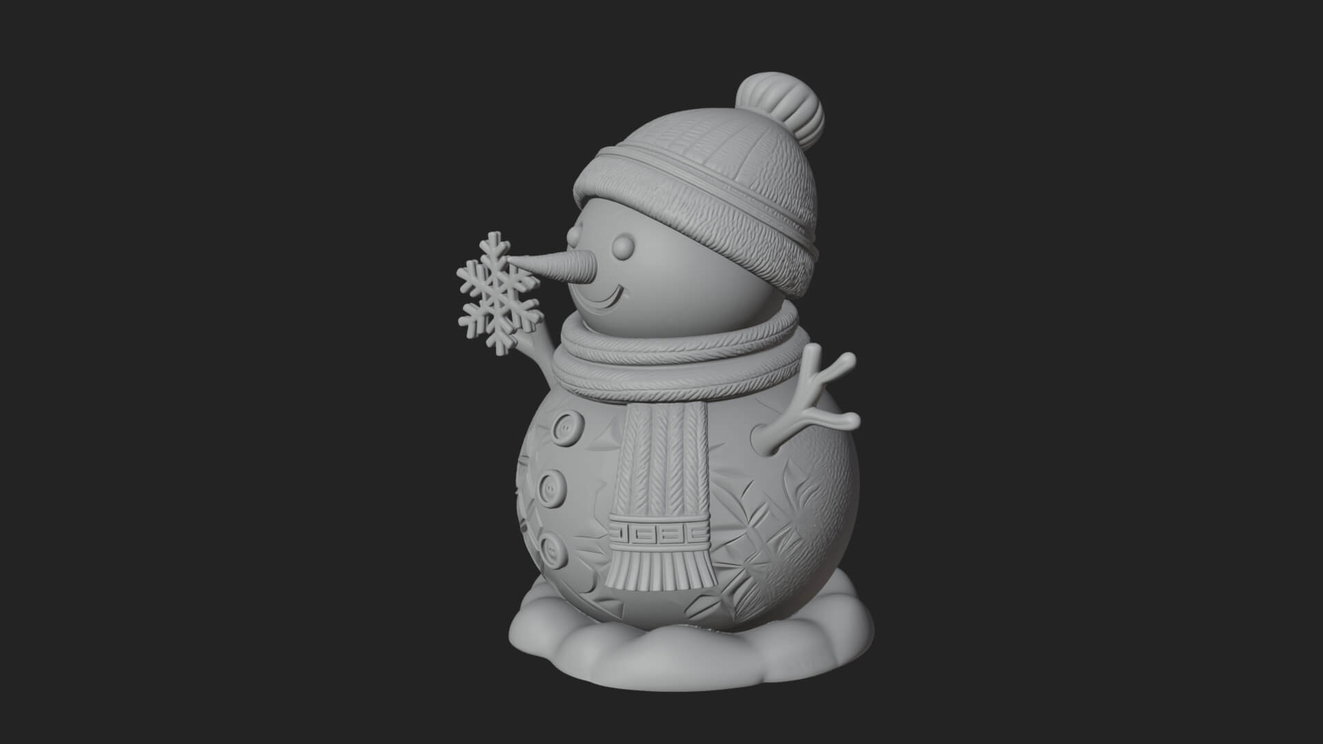 Knit Hat Snowman Statue Design 25 3D Print Model 3D Model