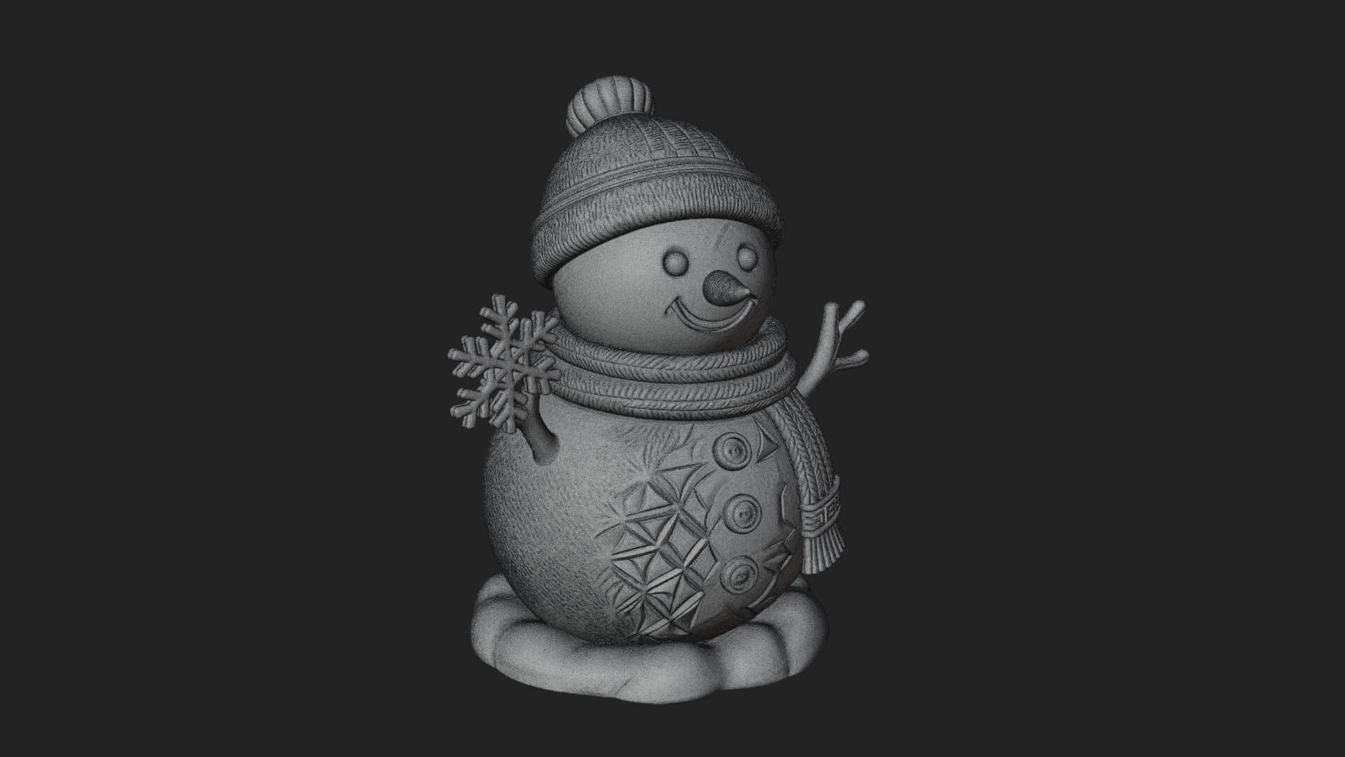 Knit Hat Snowman Statue Design 25 3D Print Model 3D Model