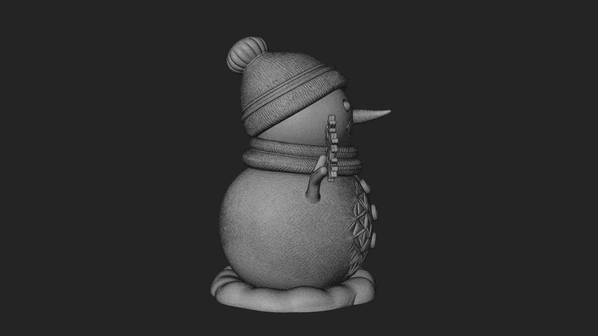 Knit Hat Snowman Statue Design 25 3D Print Model 3D Model