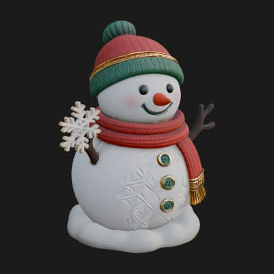 Knit Hat Snowman Statue Design 25 3D Print Model
