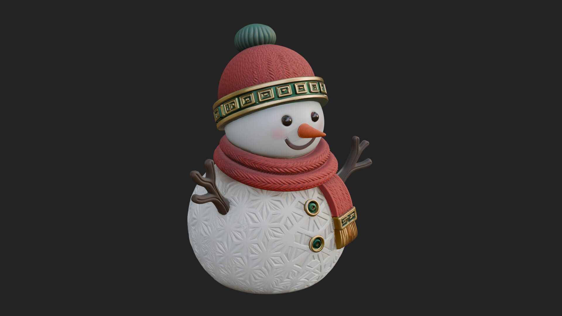 Knit Hat Snowman Statue Design 26 3D Print Model 3D Model