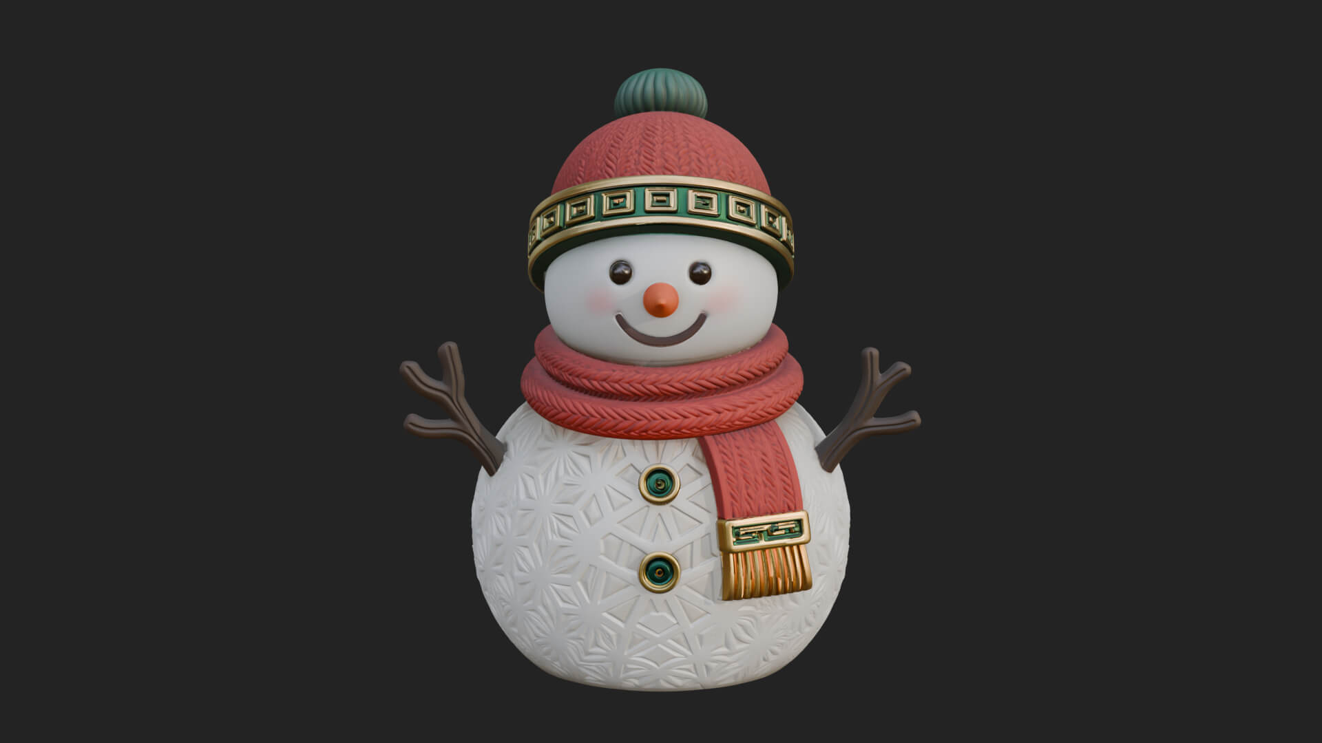 Knit Hat Snowman Statue Design 26 3D Print Model 3D Model