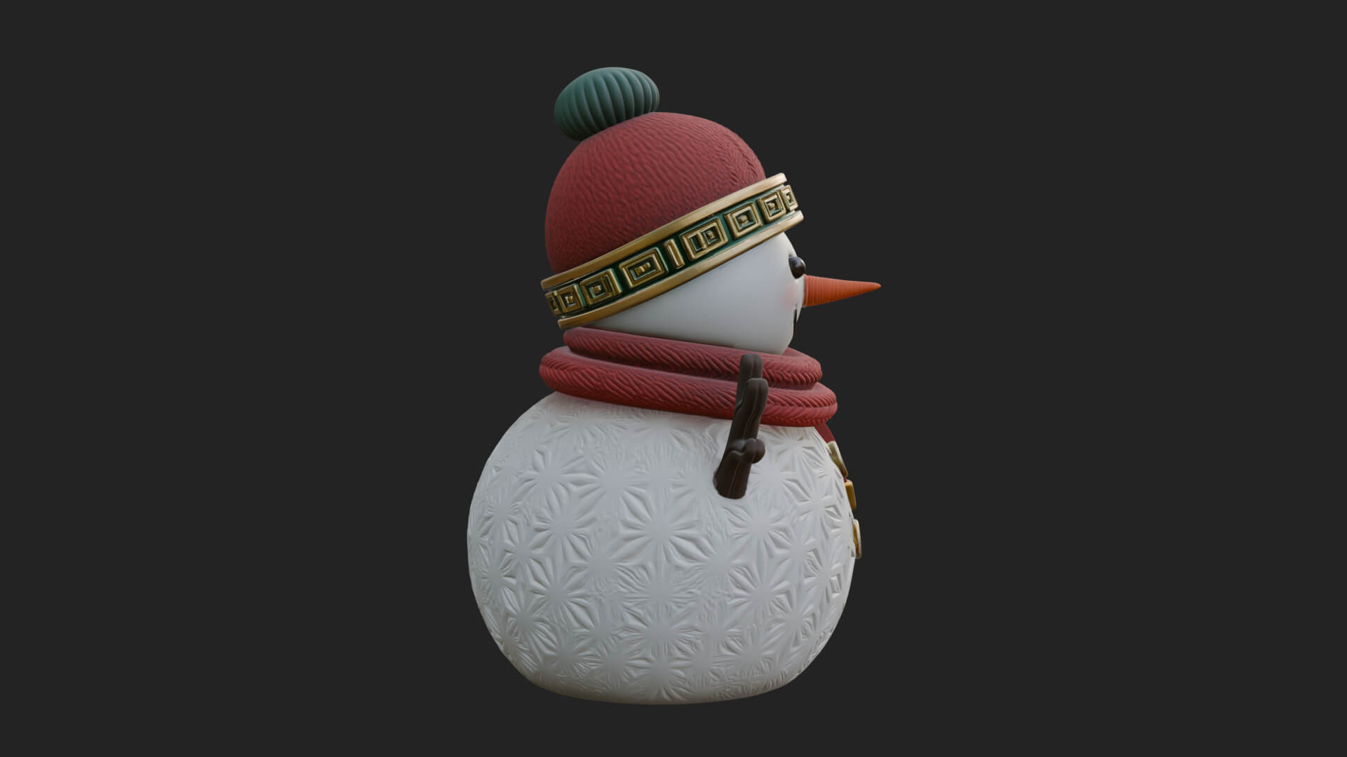Knit Hat Snowman Statue Design 26 3D Print Model 3D Model
