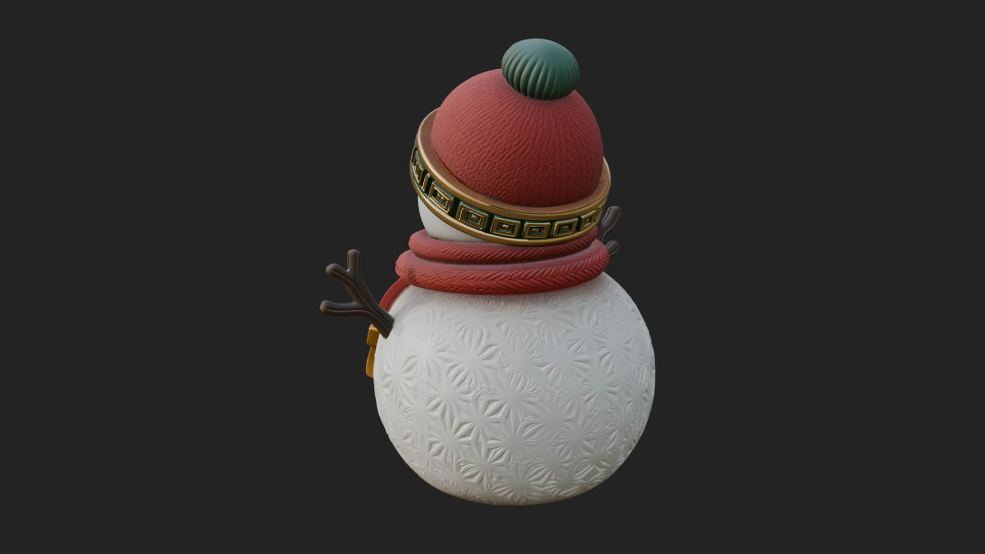 Knit Hat Snowman Statue Design 26 3D Print Model 3D Model