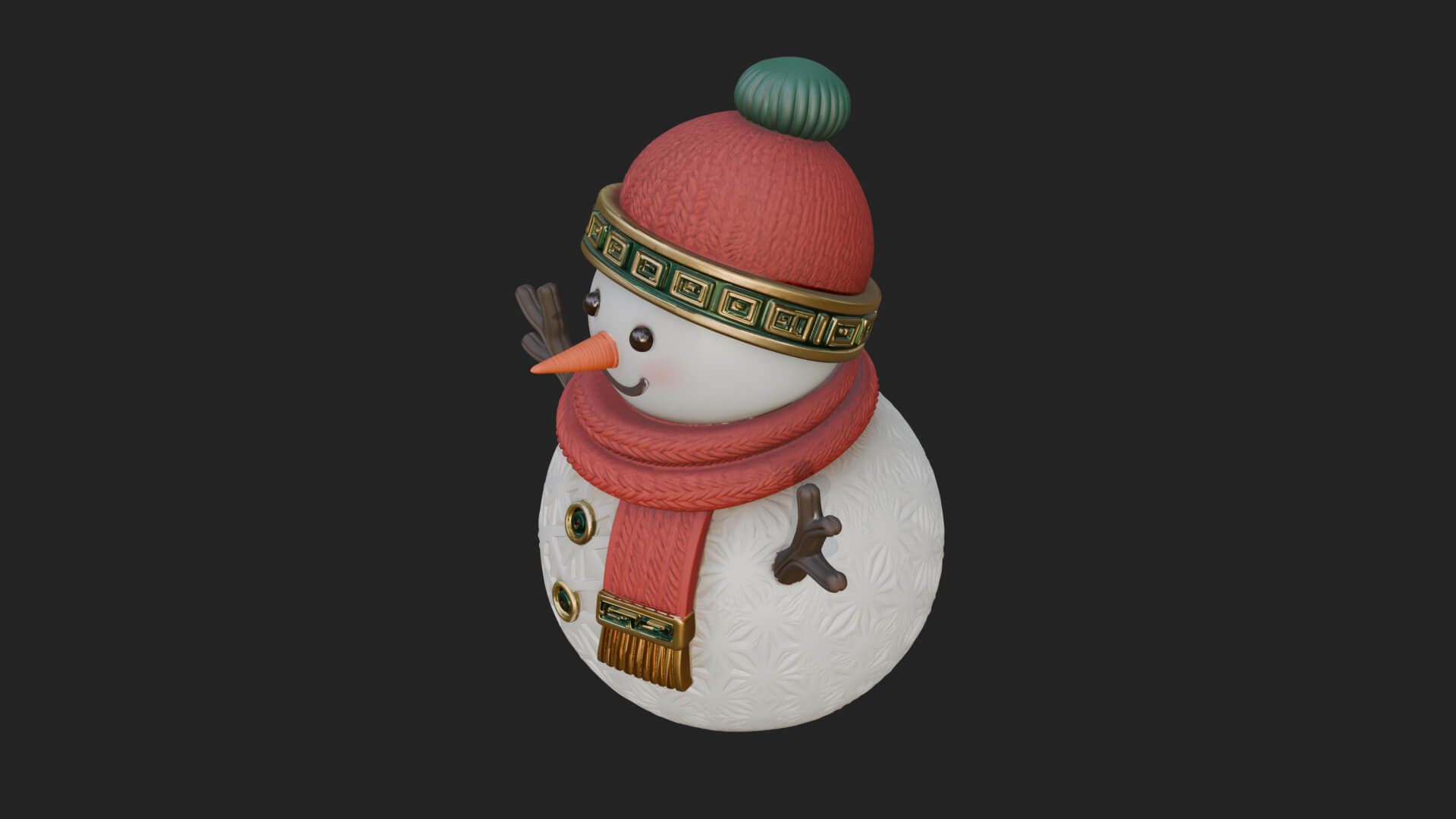 Knit Hat Snowman Statue Design 26 3D Print Model 3D Model