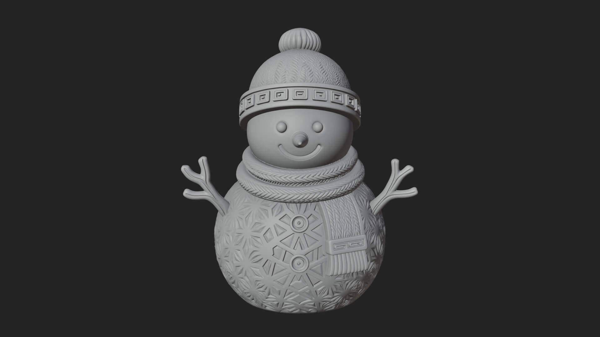 Knit Hat Snowman Statue Design 26 3D Print Model 3D Model