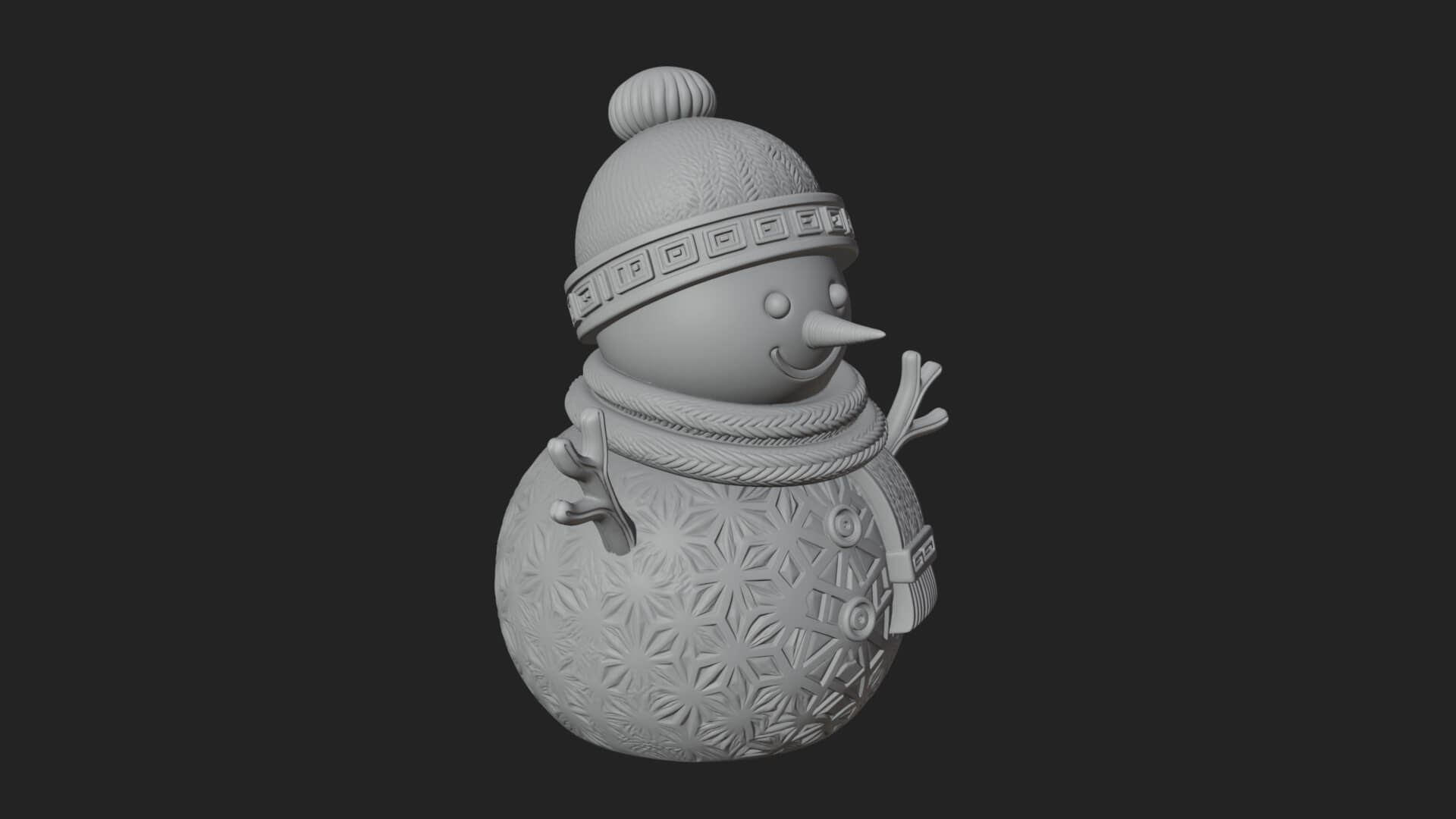 Knit Hat Snowman Statue Design 26 3D Print Model 3D Model