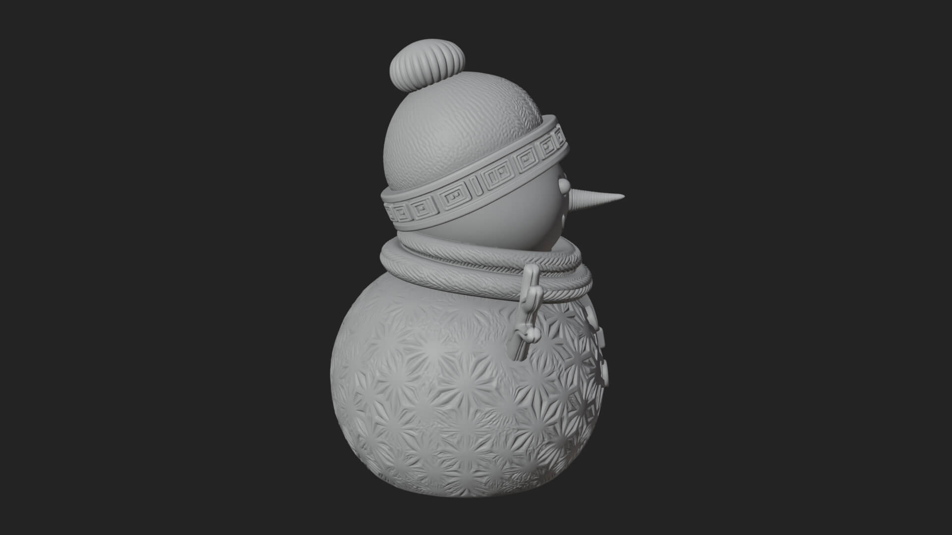 Knit Hat Snowman Statue Design 26 3D Print Model 3D Model