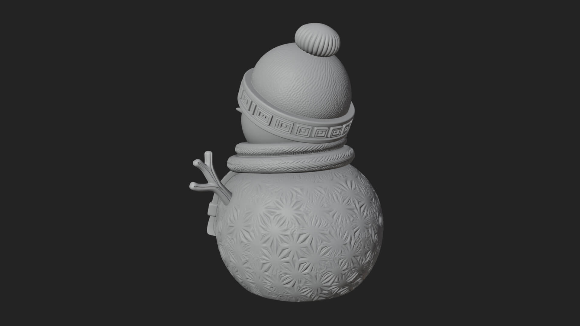 Knit Hat Snowman Statue Design 26 3D Print Model 3D Model