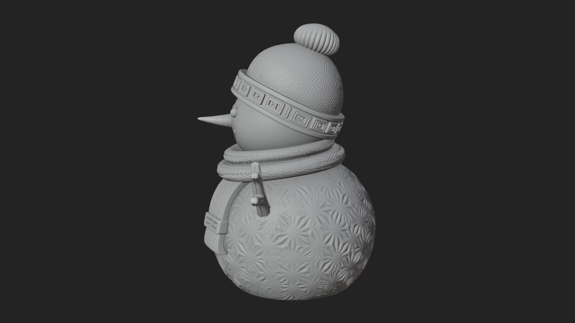 Knit Hat Snowman Statue Design 26 3D Print Model 3D Model