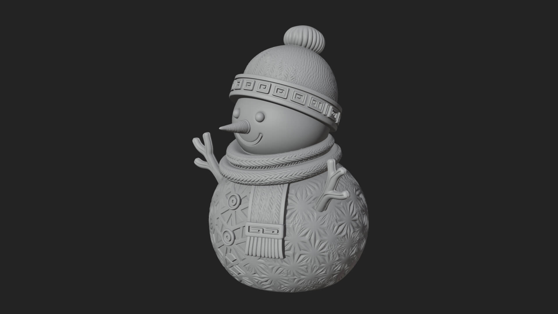 Knit Hat Snowman Statue Design 26 3D Print Model 3D Model