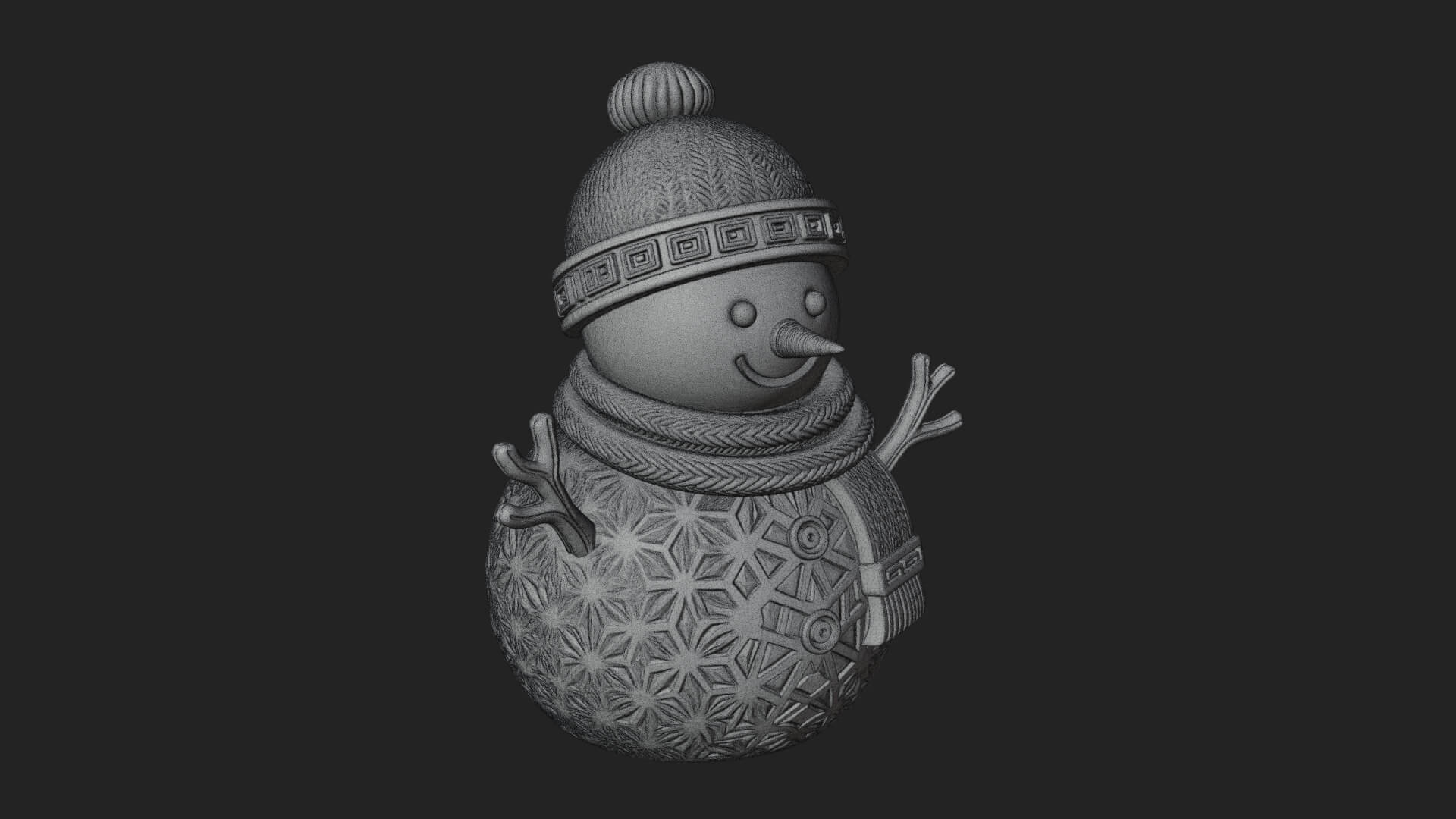 Knit Hat Snowman Statue Design 26 3D Print Model 3D Model