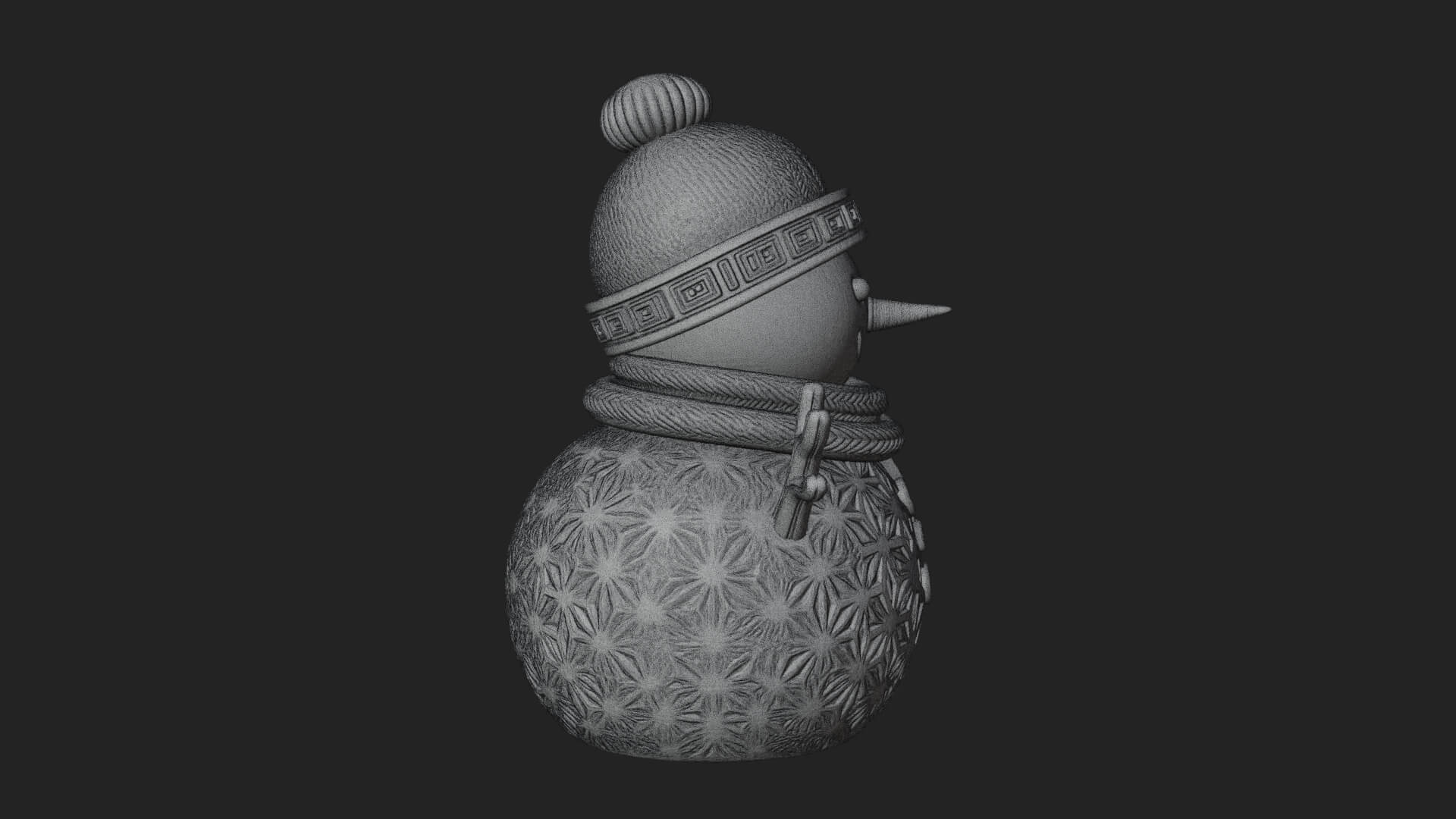 Knit Hat Snowman Statue Design 26 3D Print Model 3D Model