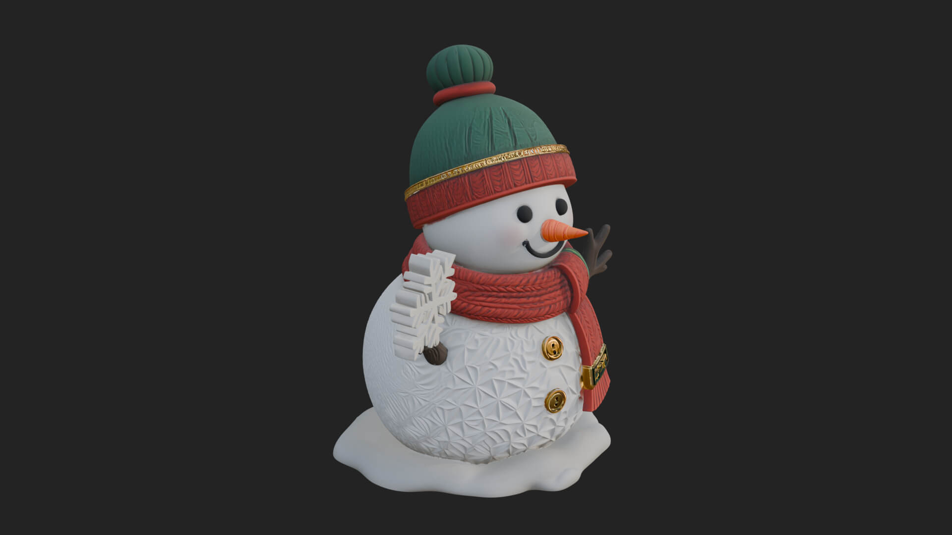 Knit Hat Snowman Statue Design 27 3D Print Model 3D Model