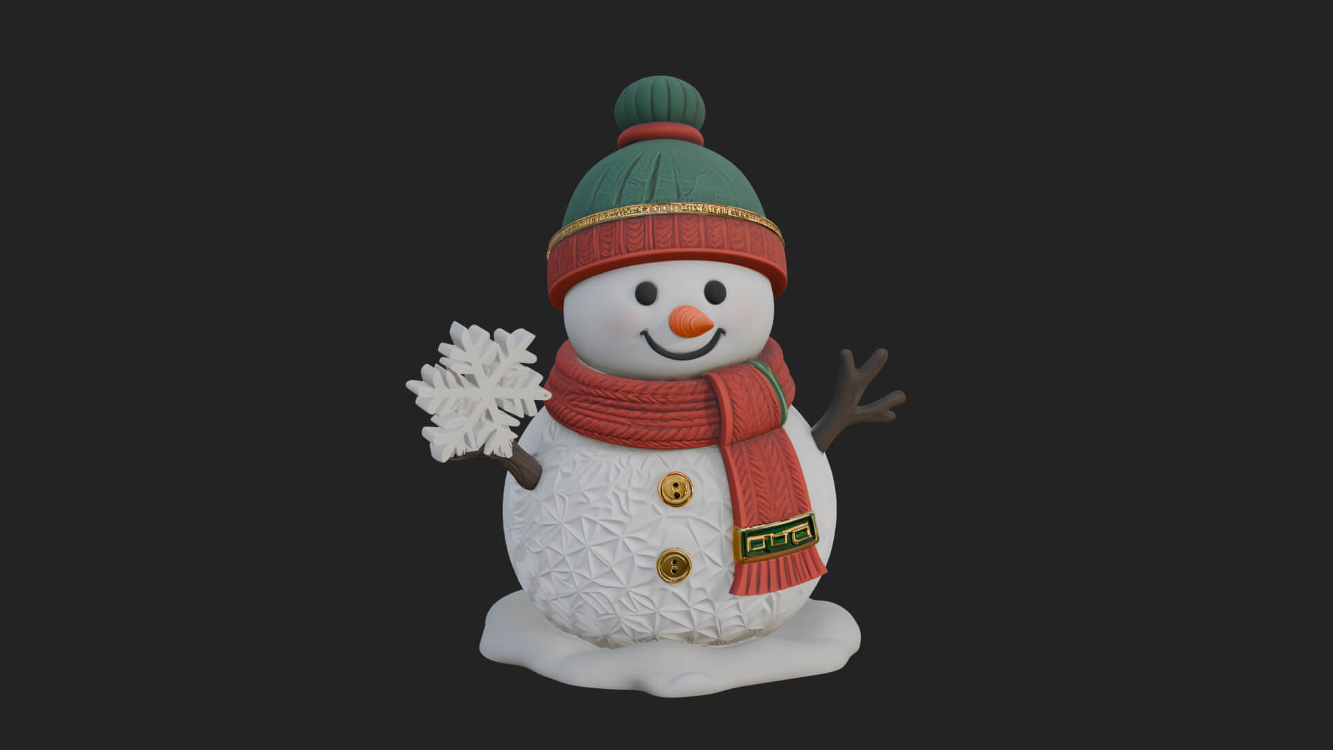 Knit Hat Snowman Statue Design 27 3D Print Model 3D Model