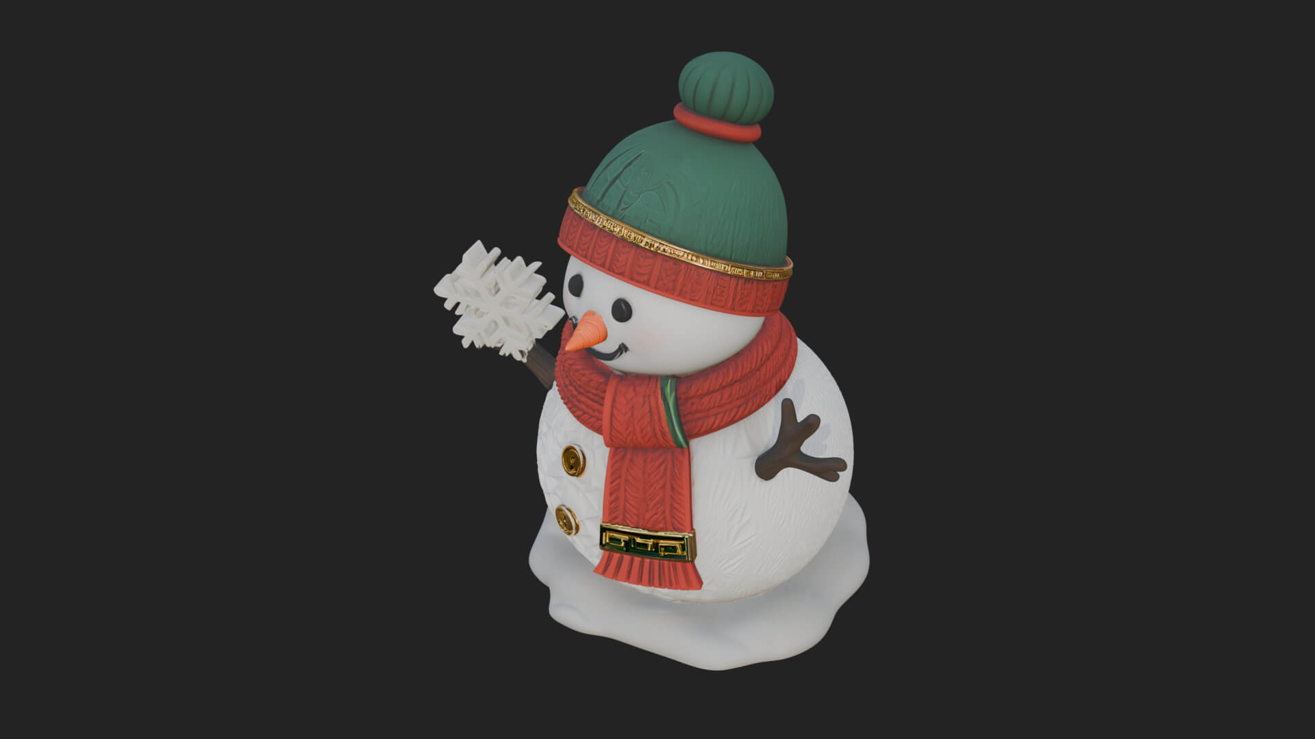 Knit Hat Snowman Statue Design 27 3D Print Model 3D Model
