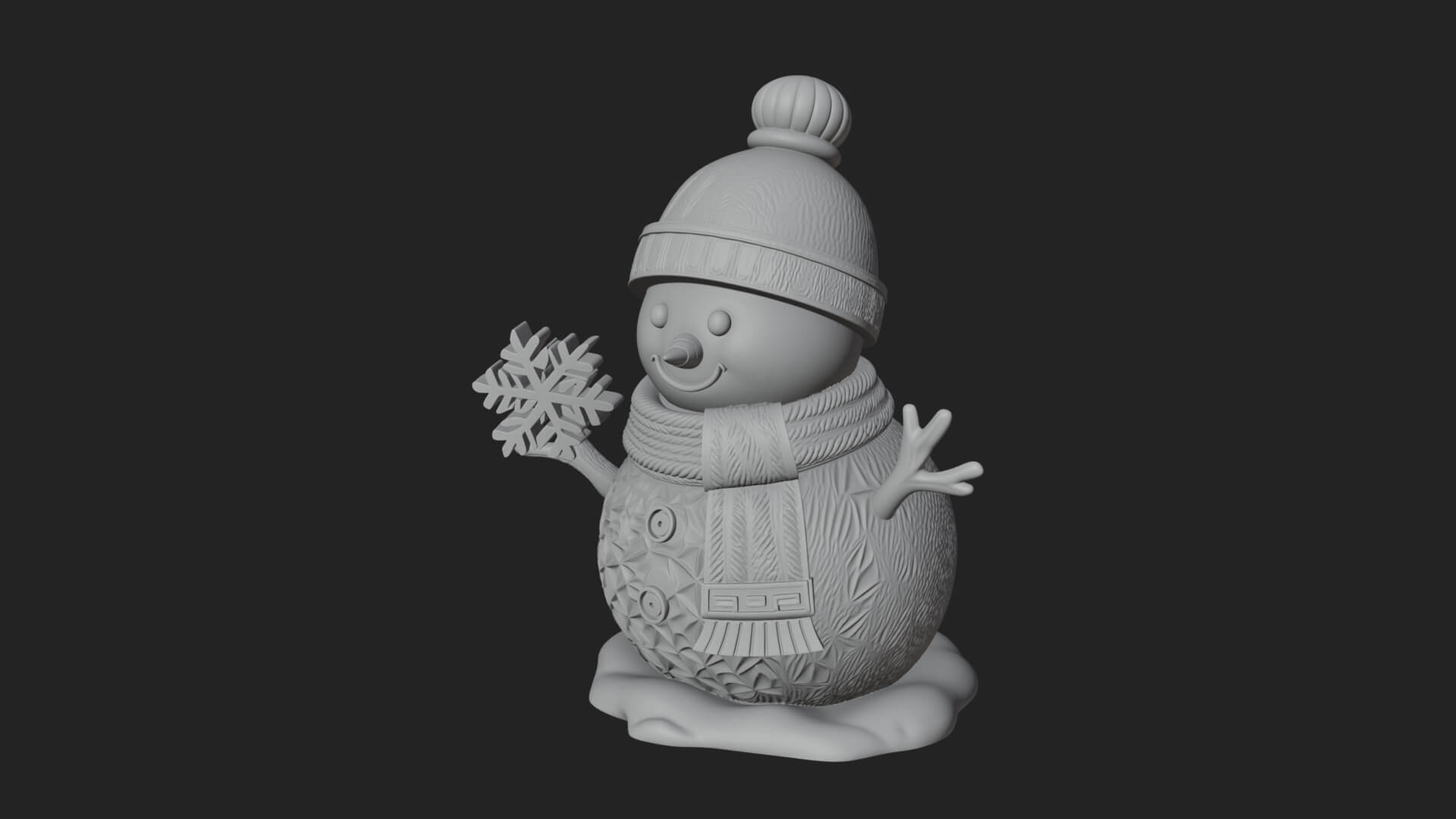 Knit Hat Snowman Statue Design 27 3D Print Model 3D Model