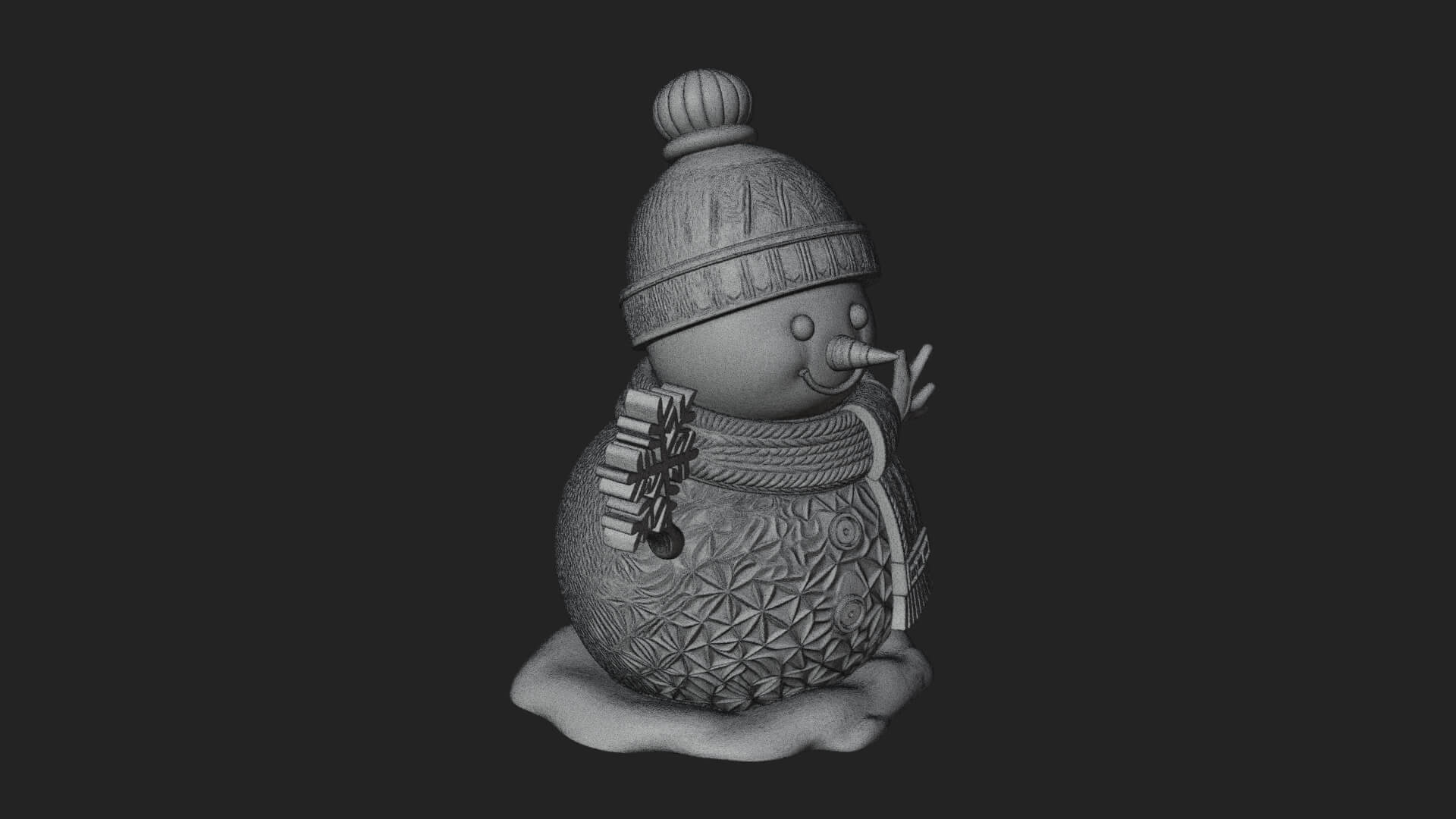 Knit Hat Snowman Statue Design 27 3D Print Model 3D Model