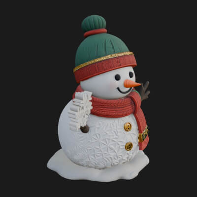 Knit Hat Snowman Statue Design 27 3D Print Model