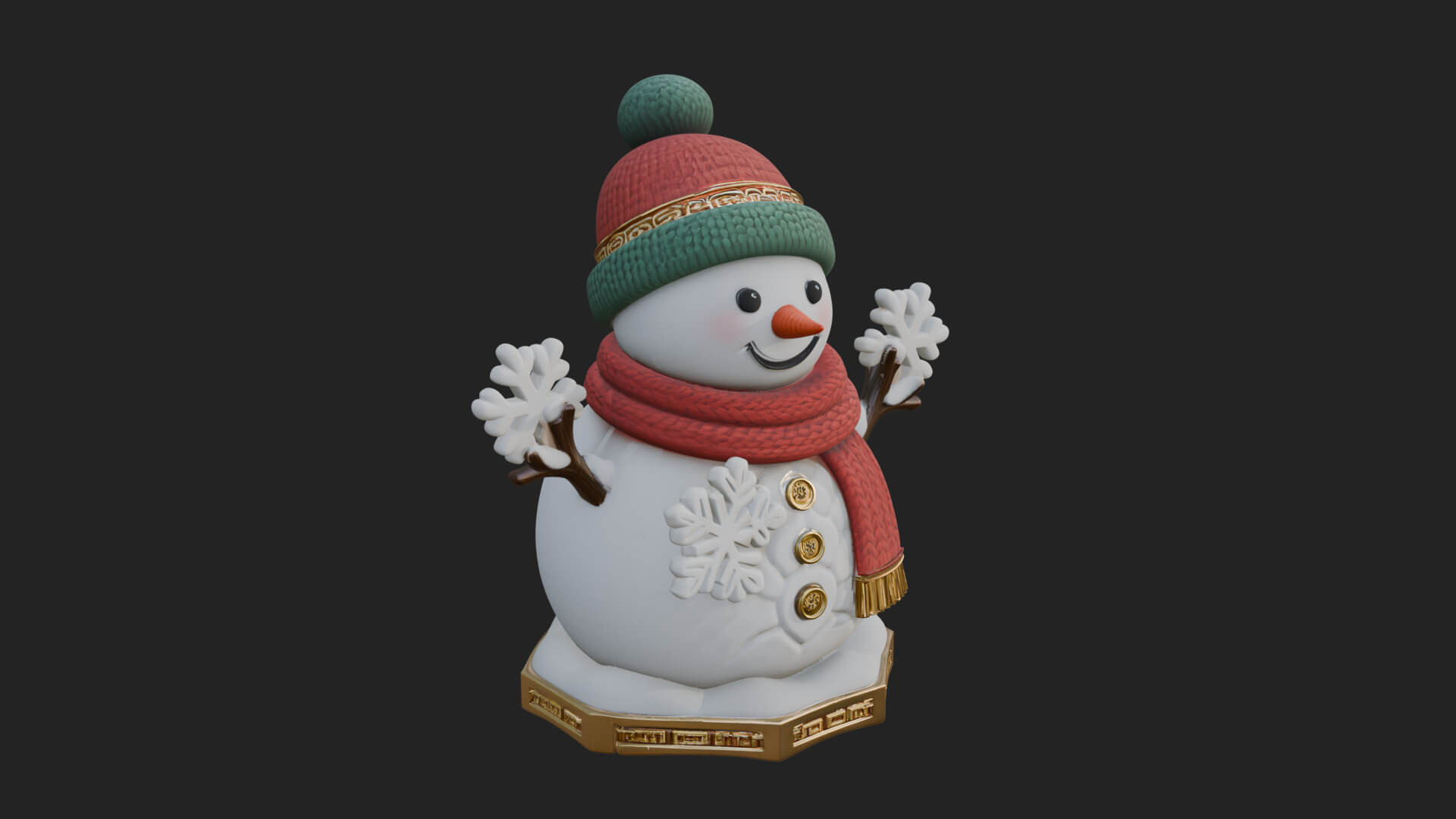 Knit Hat Snowman Statue Design 28 3D Print Model 3D Model