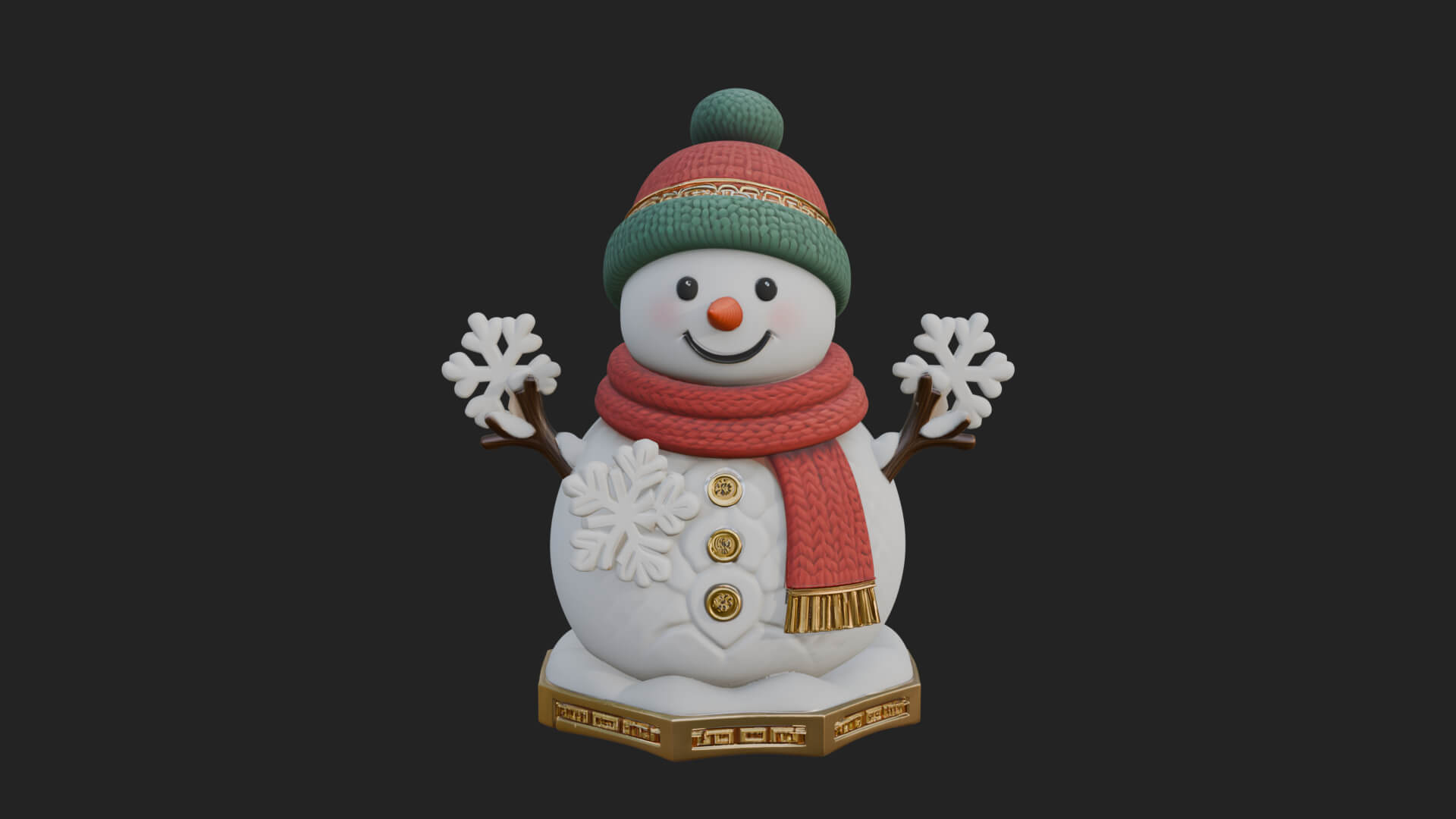 Knit Hat Snowman Statue Design 28 3D Print Model 3D Model