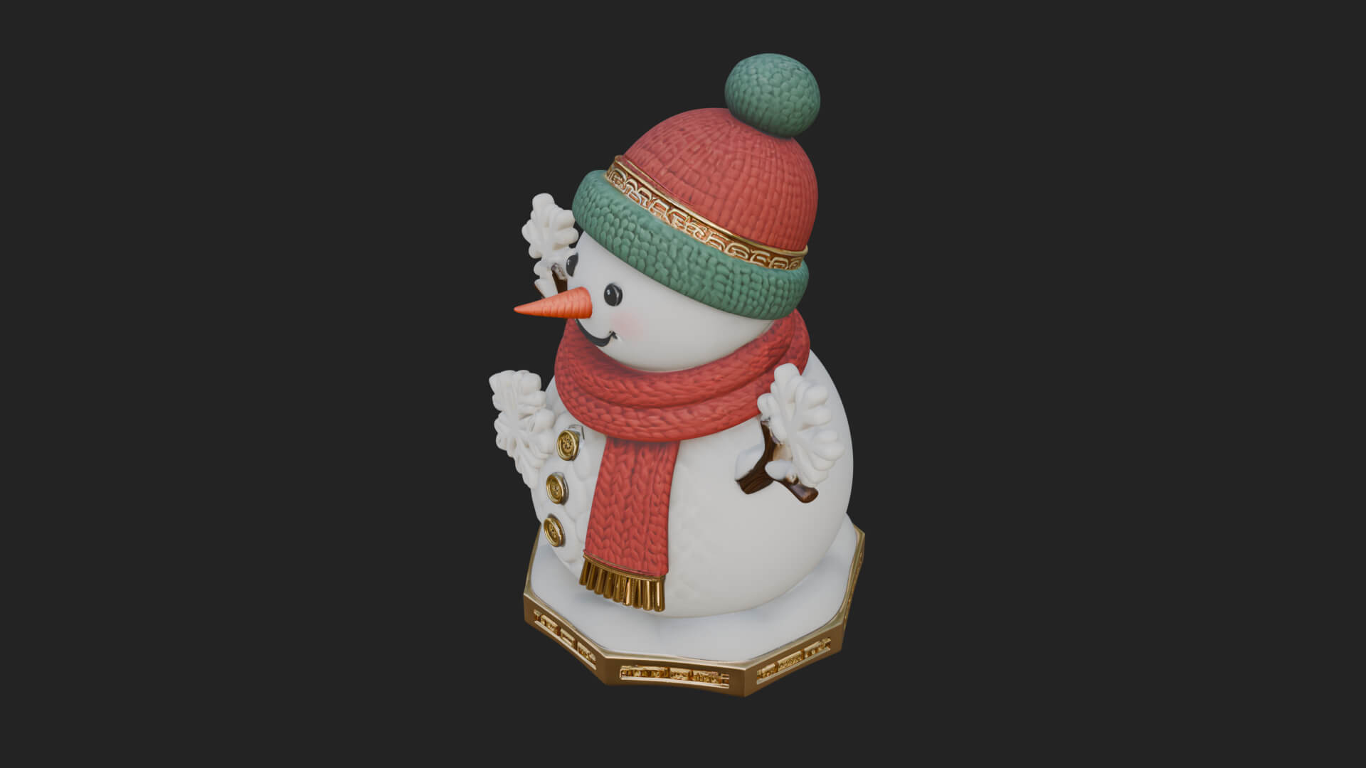 Knit Hat Snowman Statue Design 28 3D Print Model 3D Model