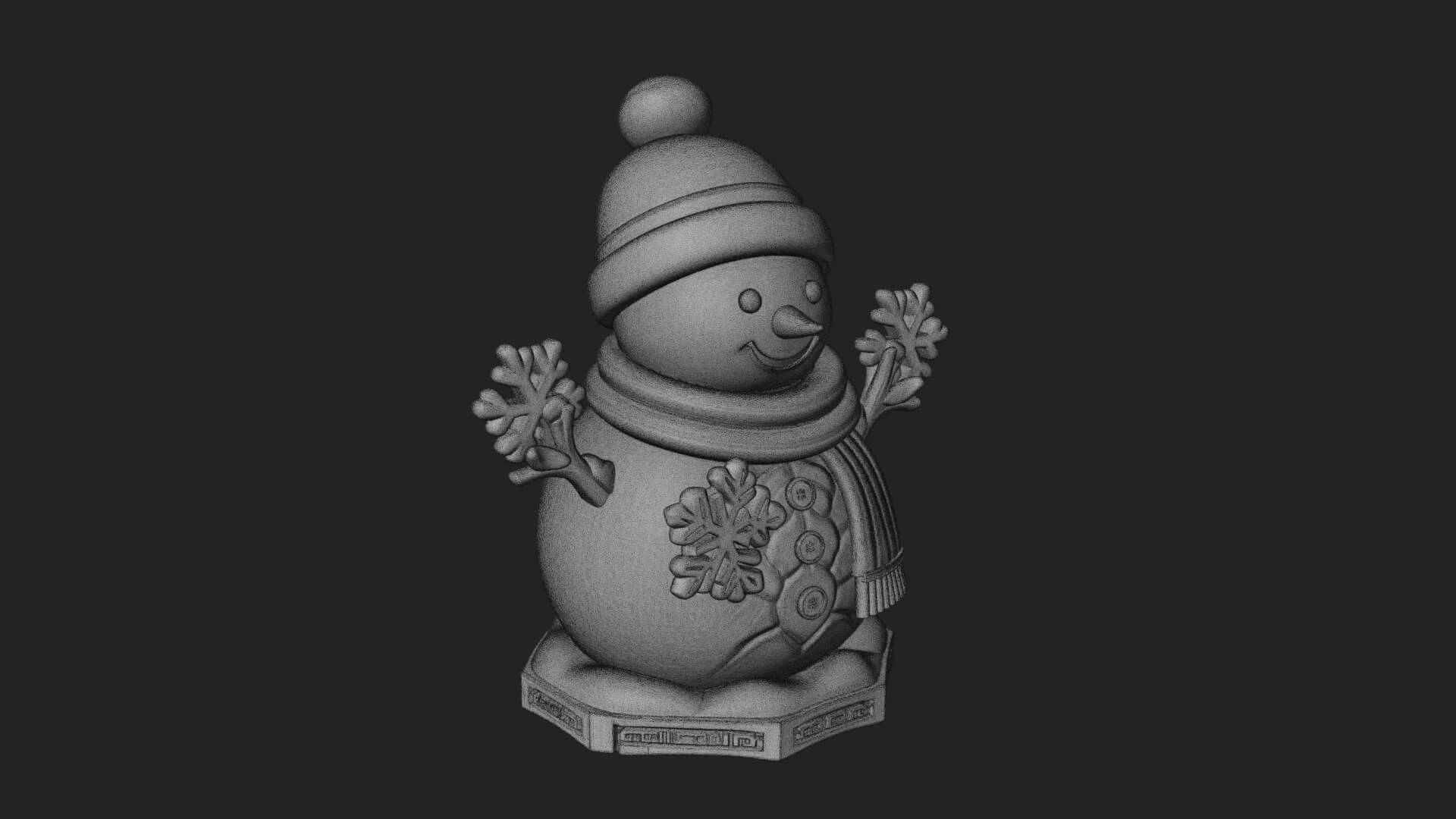 Knit Hat Snowman Statue Design 28 3D Print Model 3D Model