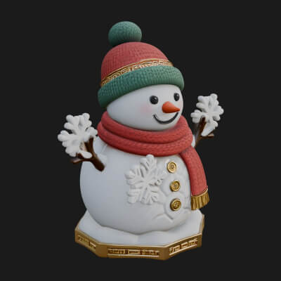 Knit Hat Snowman Statue Design 28 3D Print Model